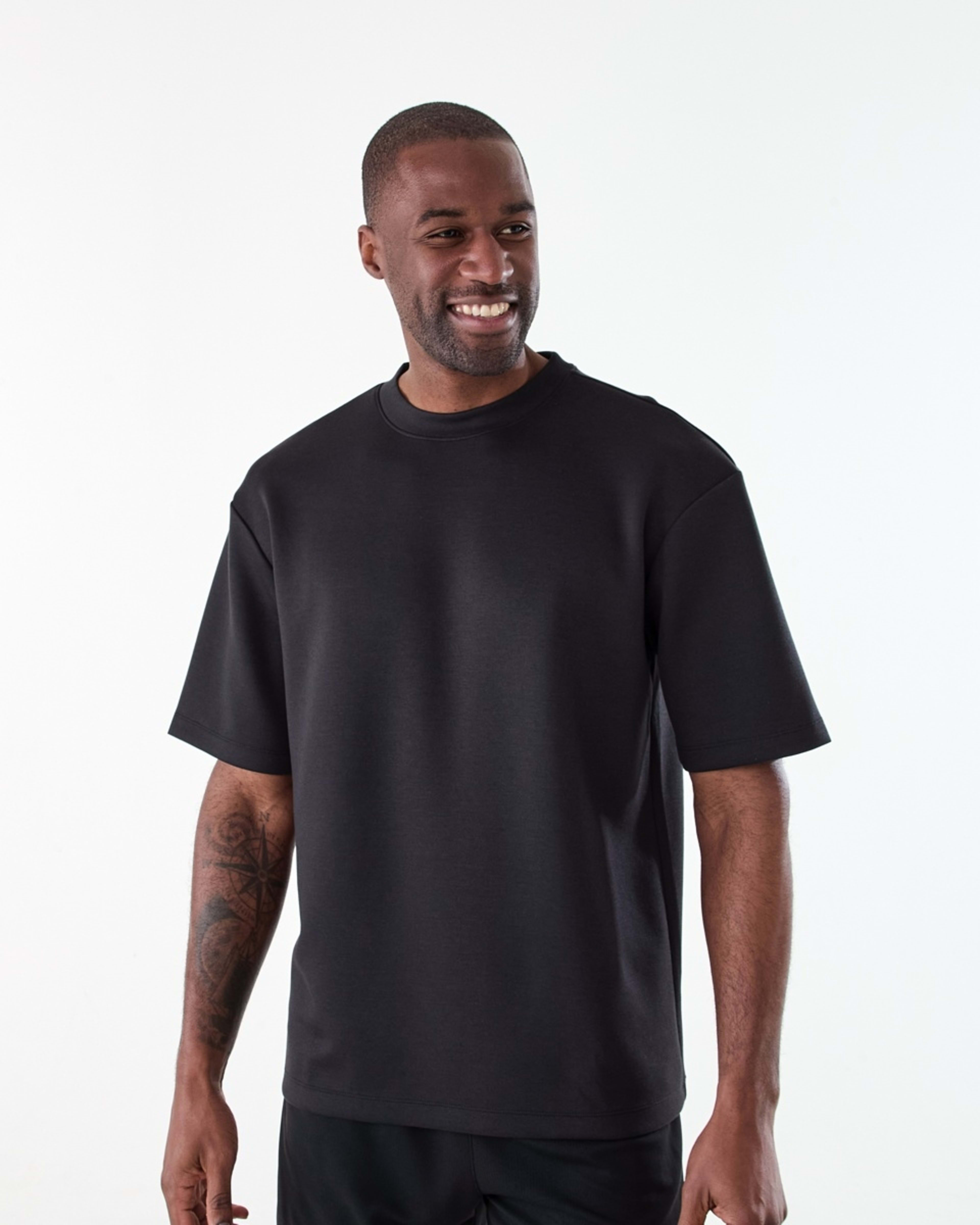 1 Active Mens Oversized Scuba T-shirt BLACK, 1 of 6