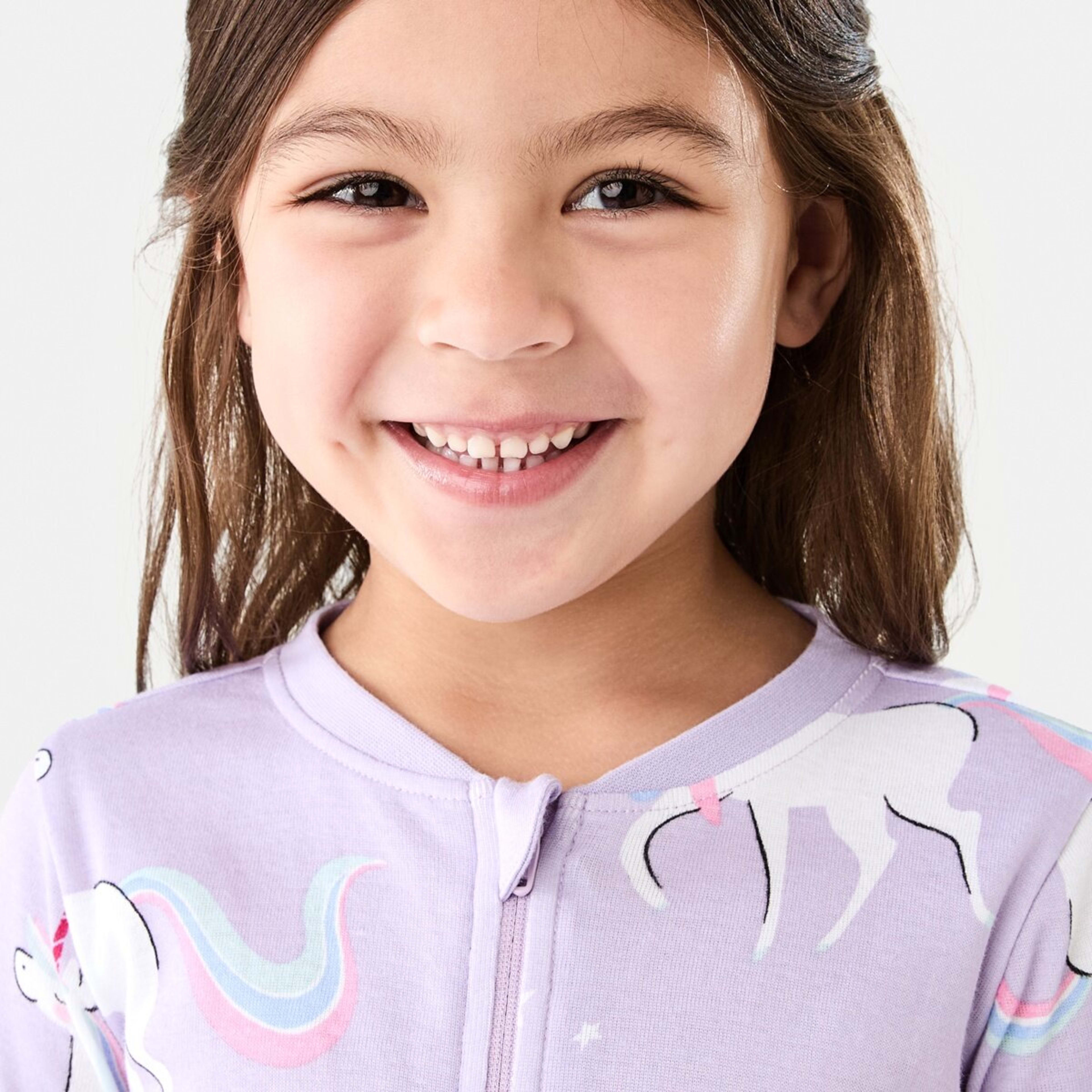 3 Rib All-In-One Sleepsuit Purple Unicorn, 3 of 9