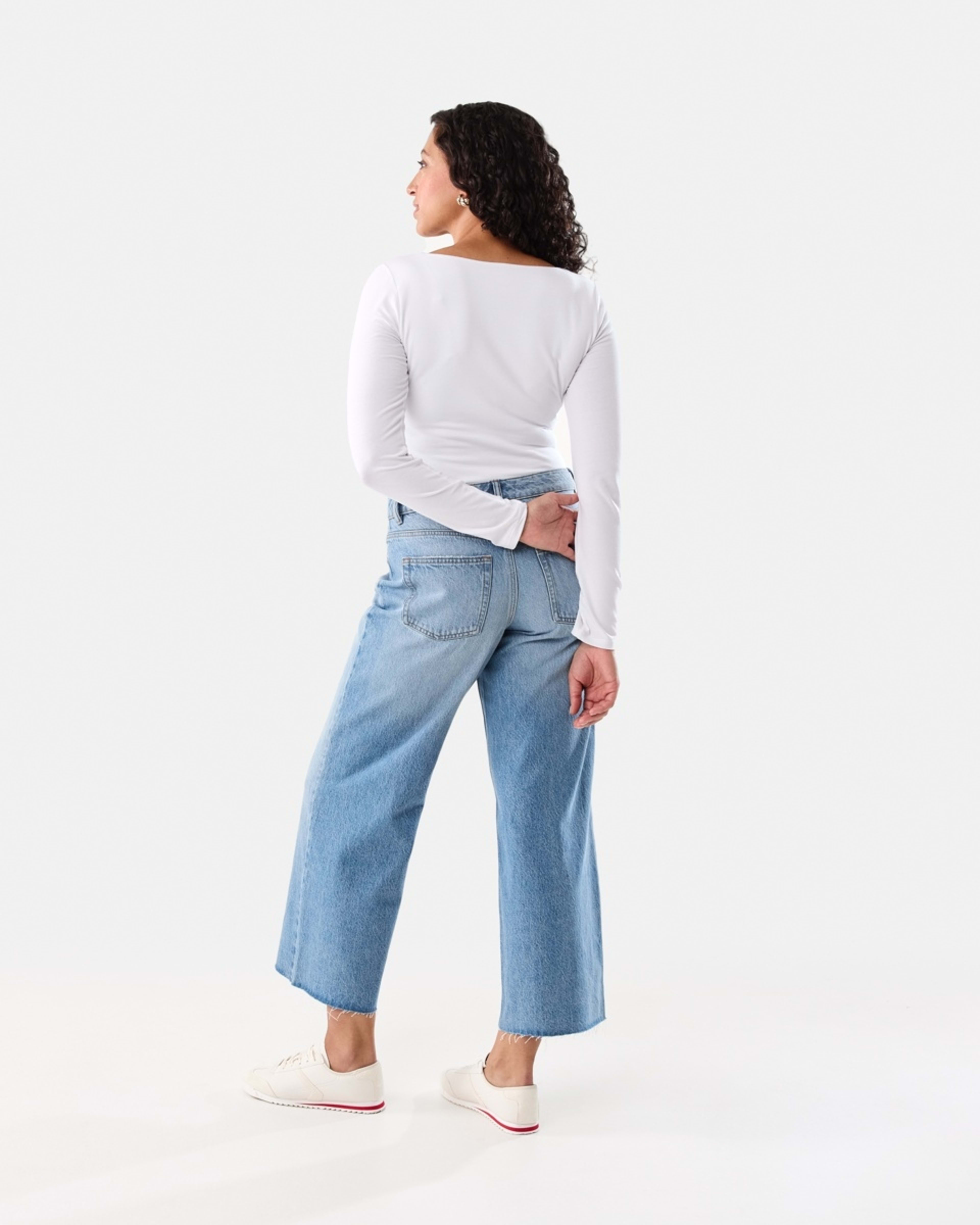 4 Long Sleeve Square Neck Top White, 4 of 9