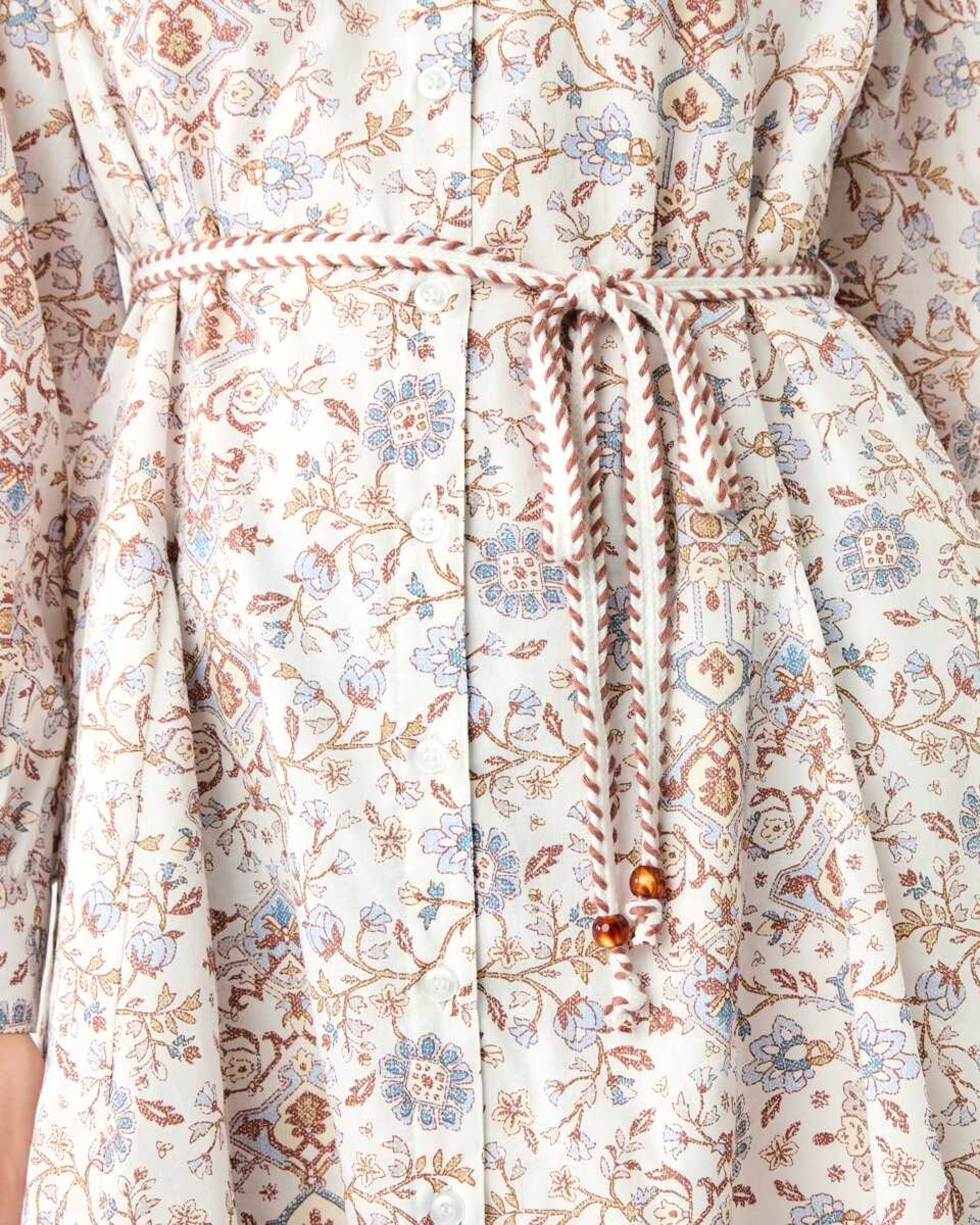 7 Long Balloon Sleeve Tie Waist Mini Dress BOHO FLORAL BRUNI BLUE, 7 of 10
