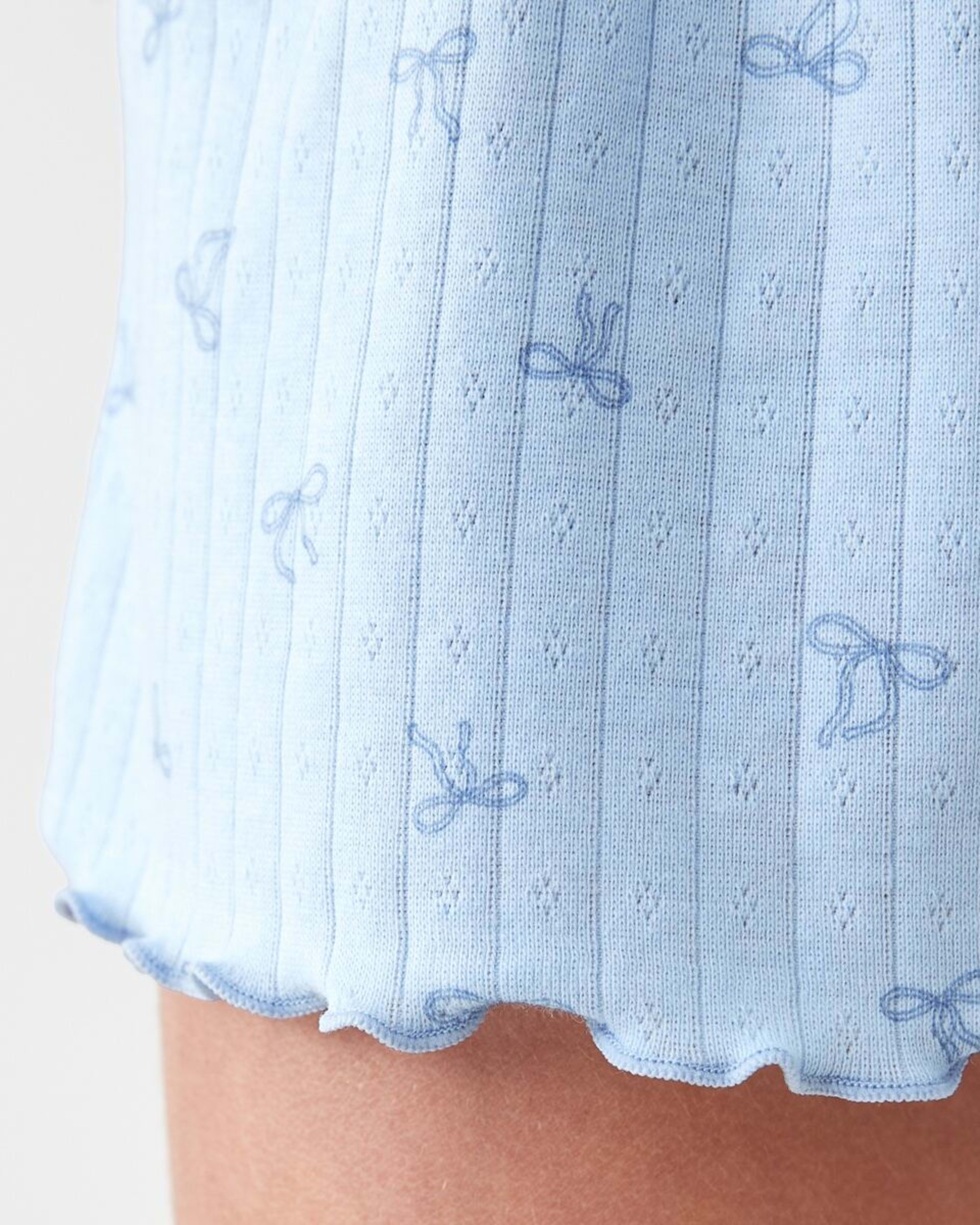 5 Long Sleeve Pointelle Pyjama Set Blu Bows, 5 of 9