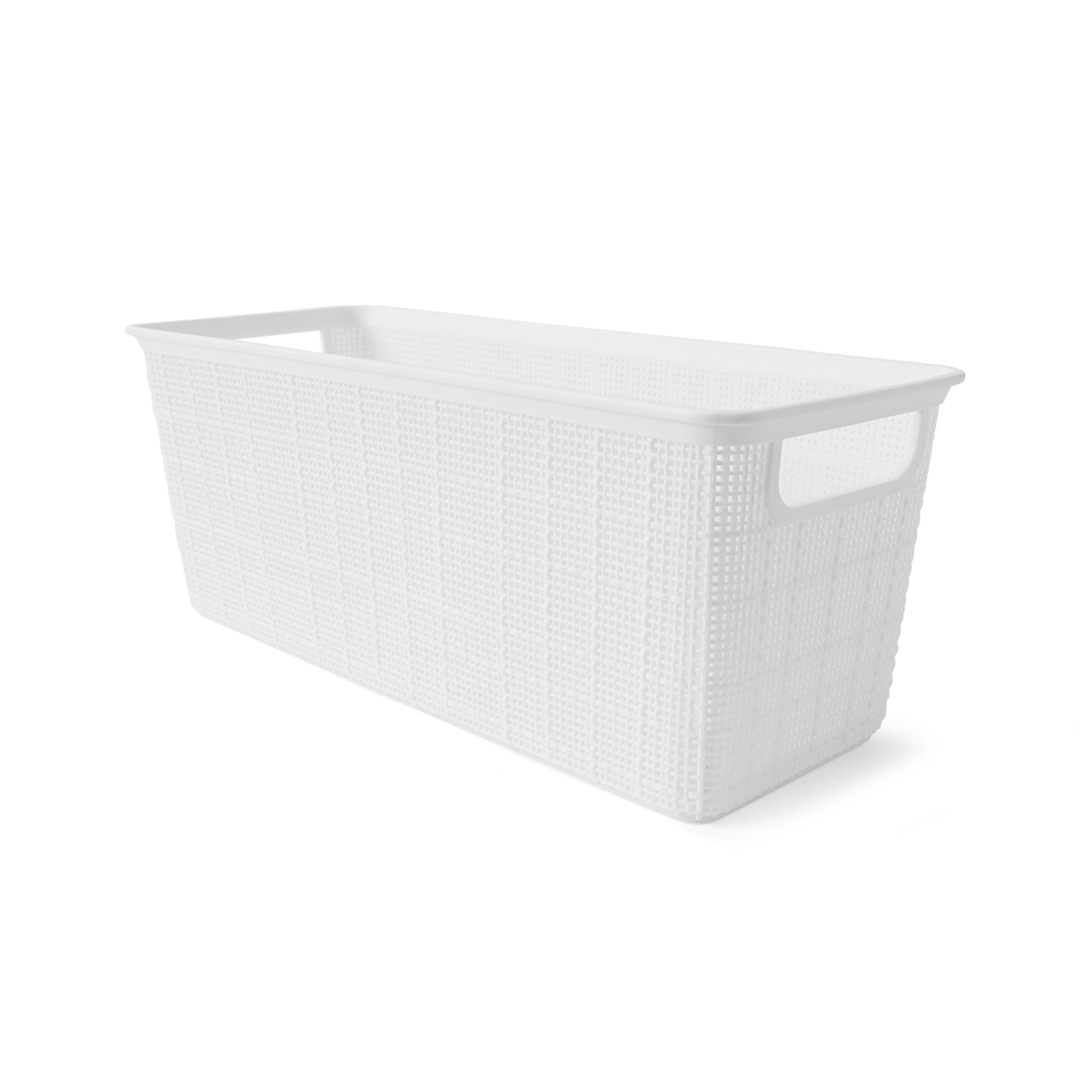 2 4.5L Linen Weave Rectangle Basket - White, 2 of 8