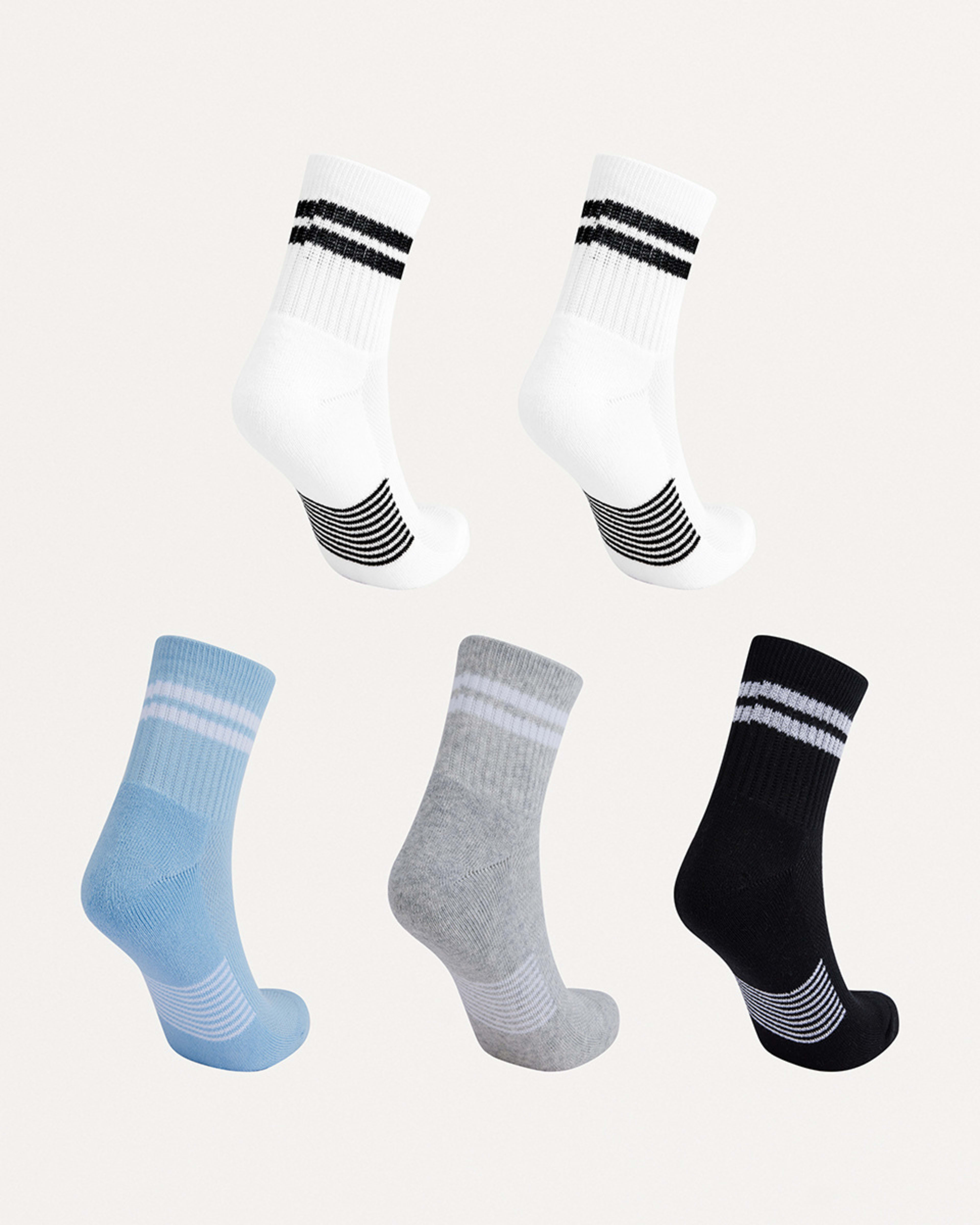2 5 Pack  Active Terry Quarter Crew Socks CORE STRIPE, 2 of 3