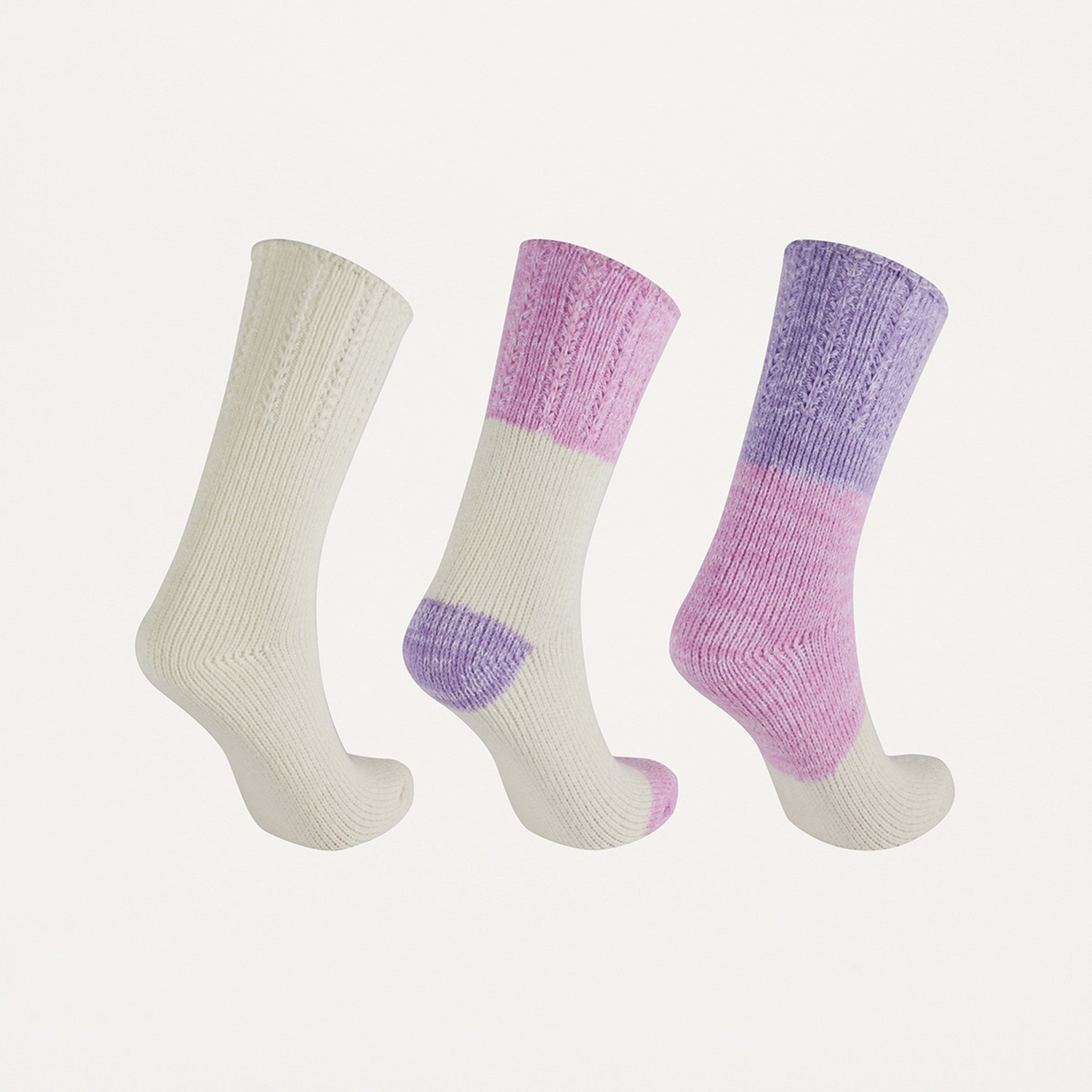 2 3 Pack Boot Socks Lav Pink, 2 of 3