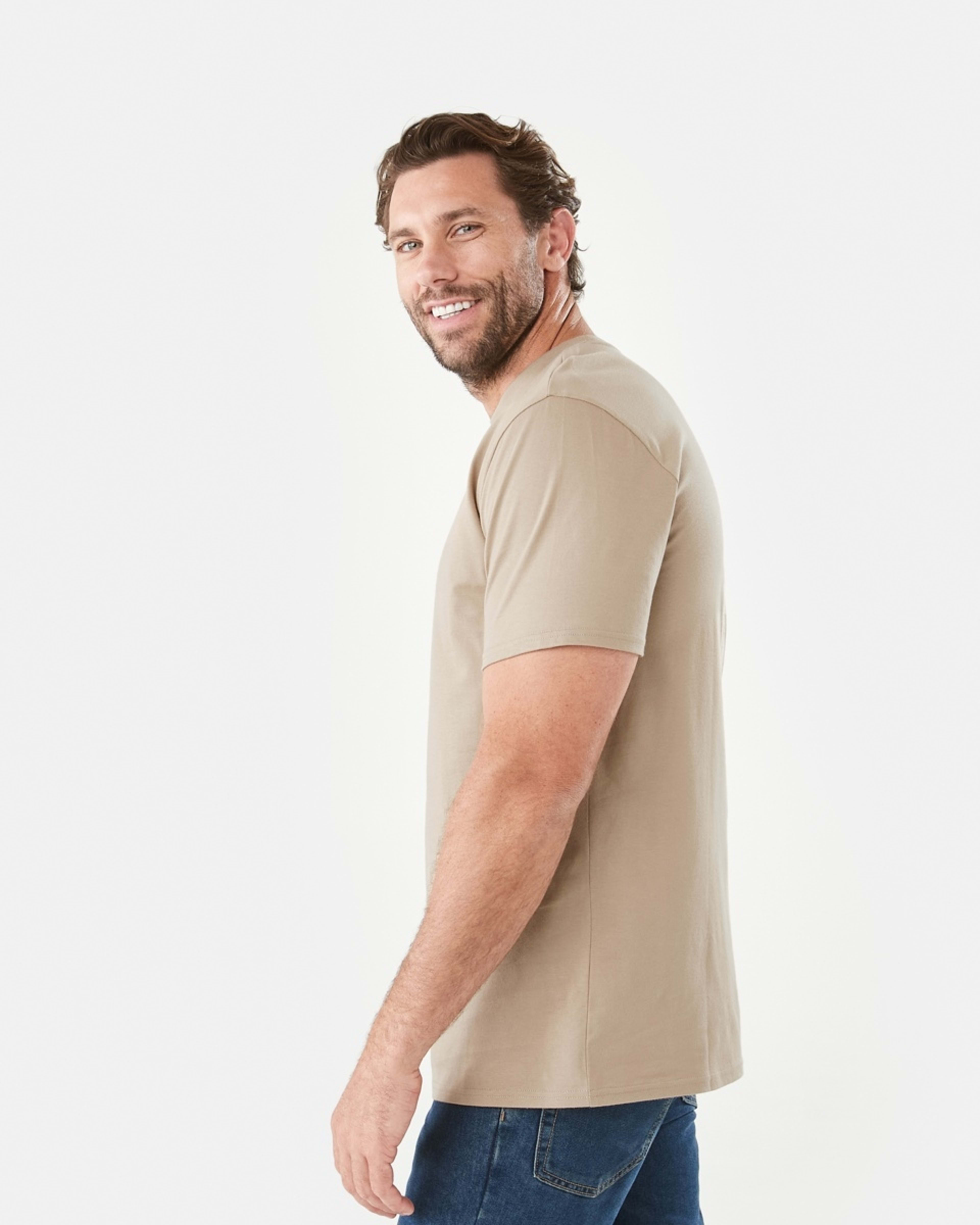 2 Australian Cotton Crew Neck T-shirt WARM SAND, 2 of 5