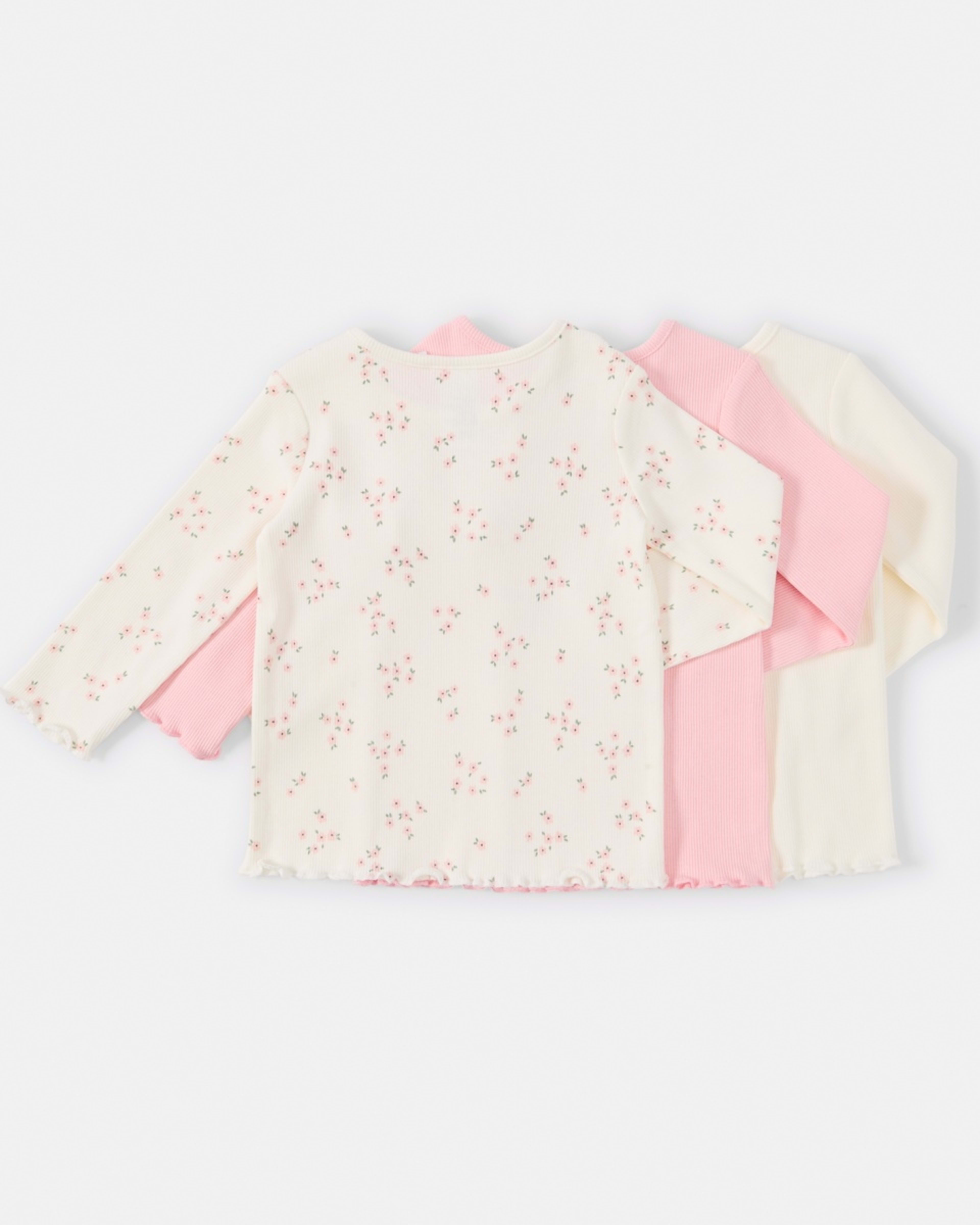 2 3 Pack Long Sleeve Ribbed T-shirt DITSY FLORAL, 2 of 8