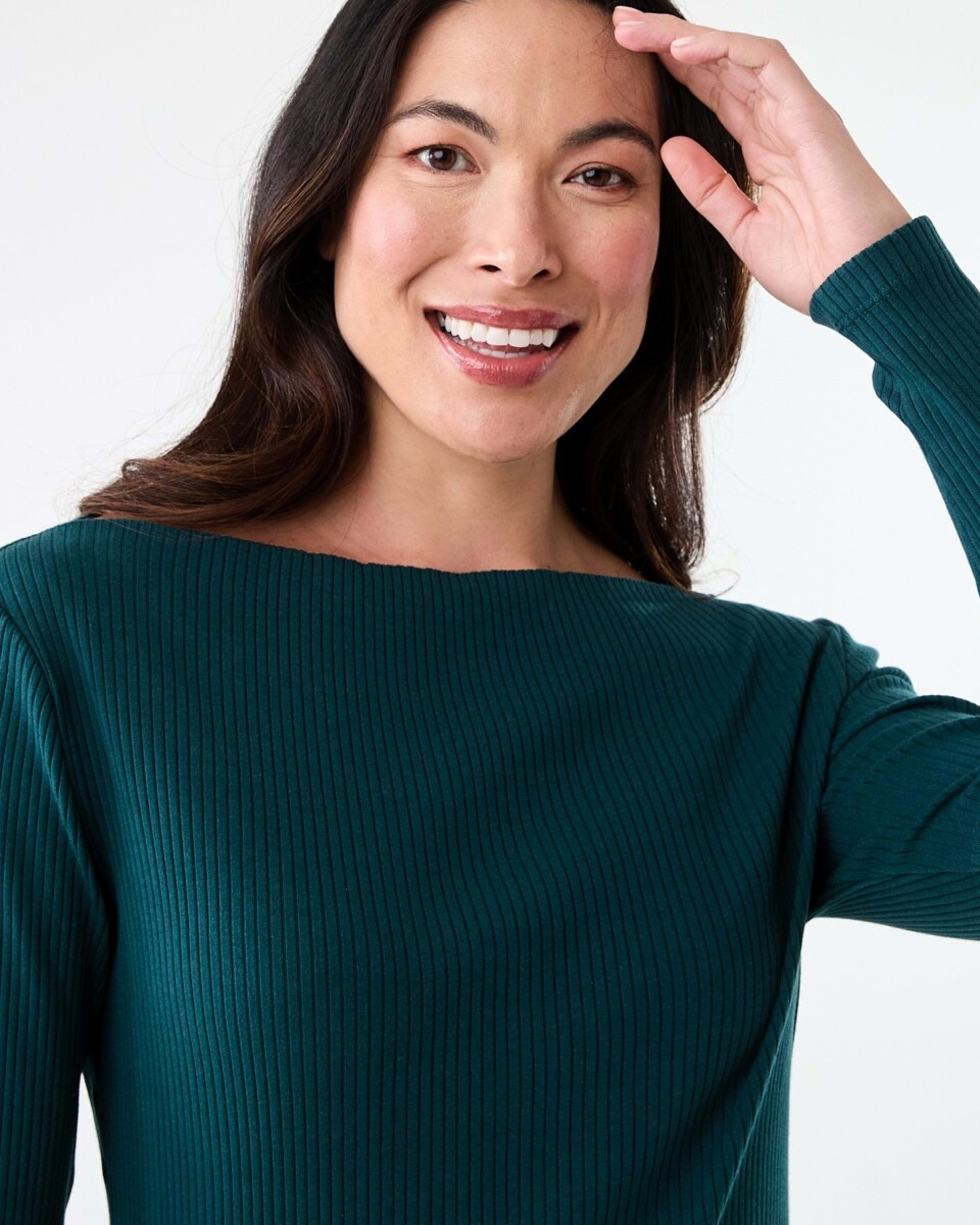 4 Long Sleeve Rib Boat Neck Top Kason Gren, 4 of 5