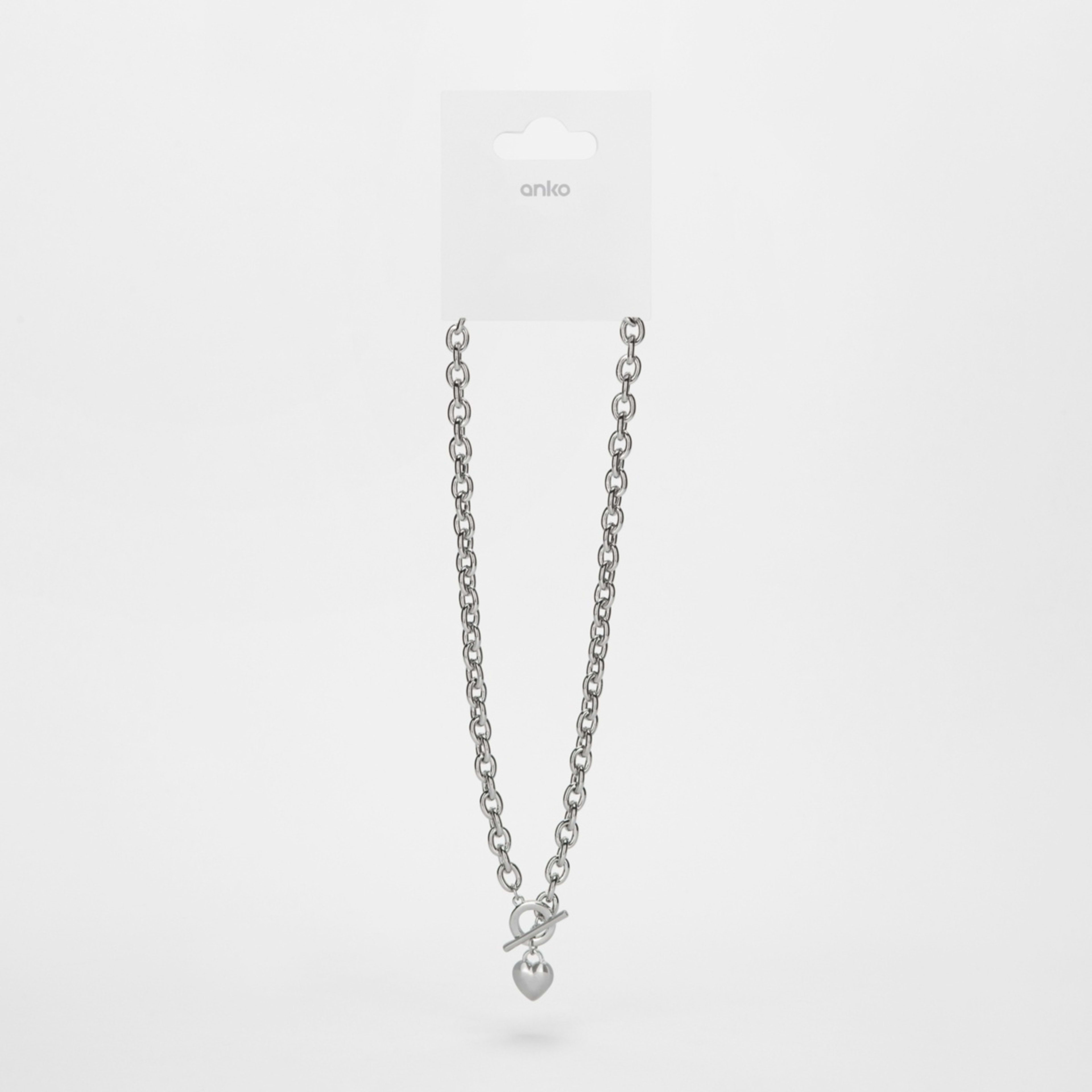 4 Heart Fob Chunky Chain Necklace - Silver Tone, 4 of 4