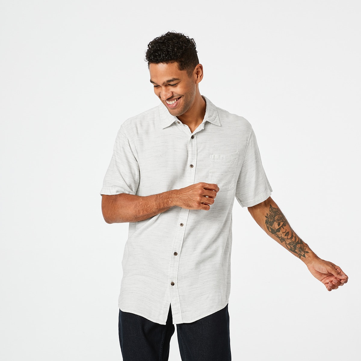 Short Sleeve Slub Dobby Shirt - Kmart