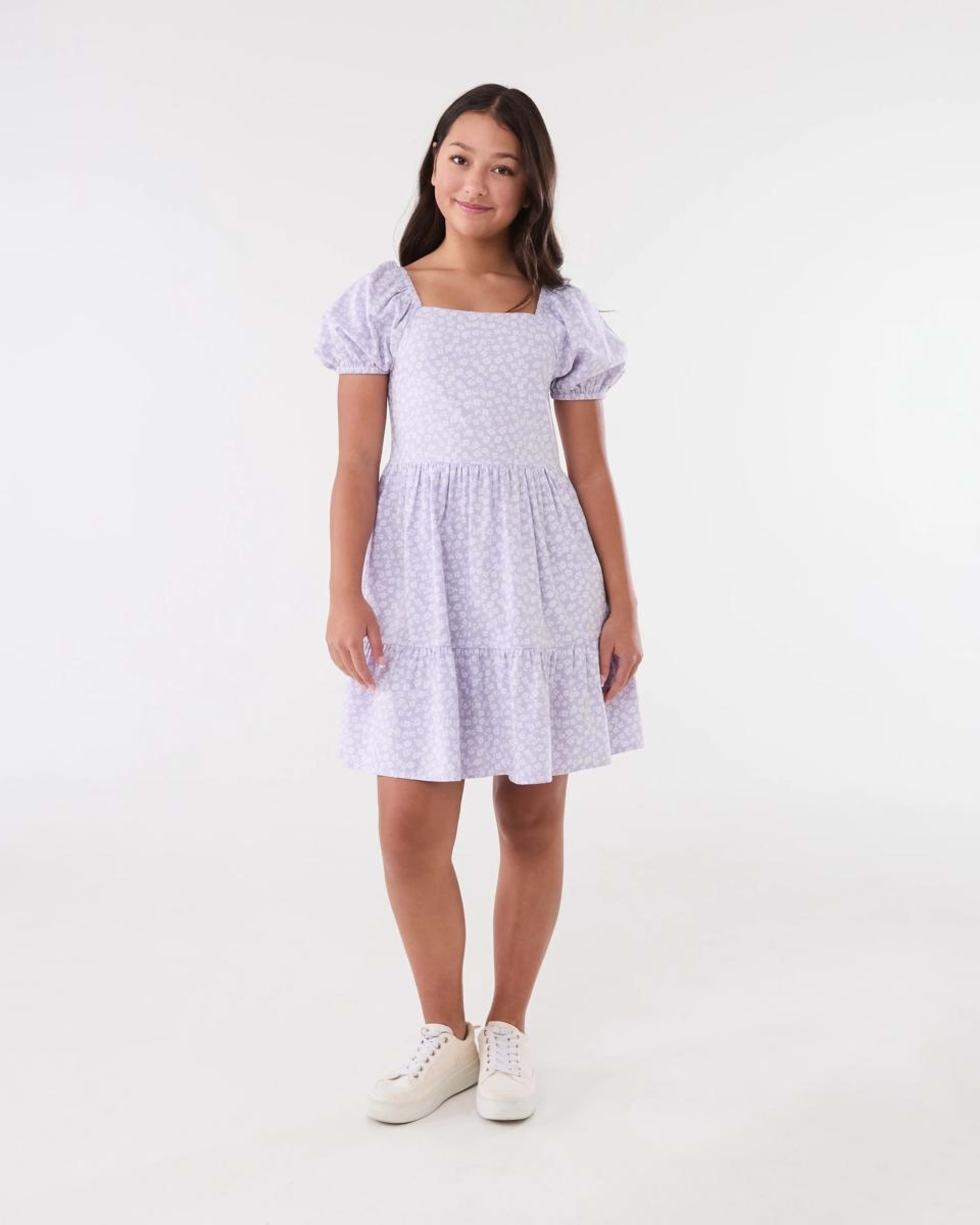 1 Puff Sleeve Dress BLOSSOM FIELD PASTEL LILAC, 1 of 5
