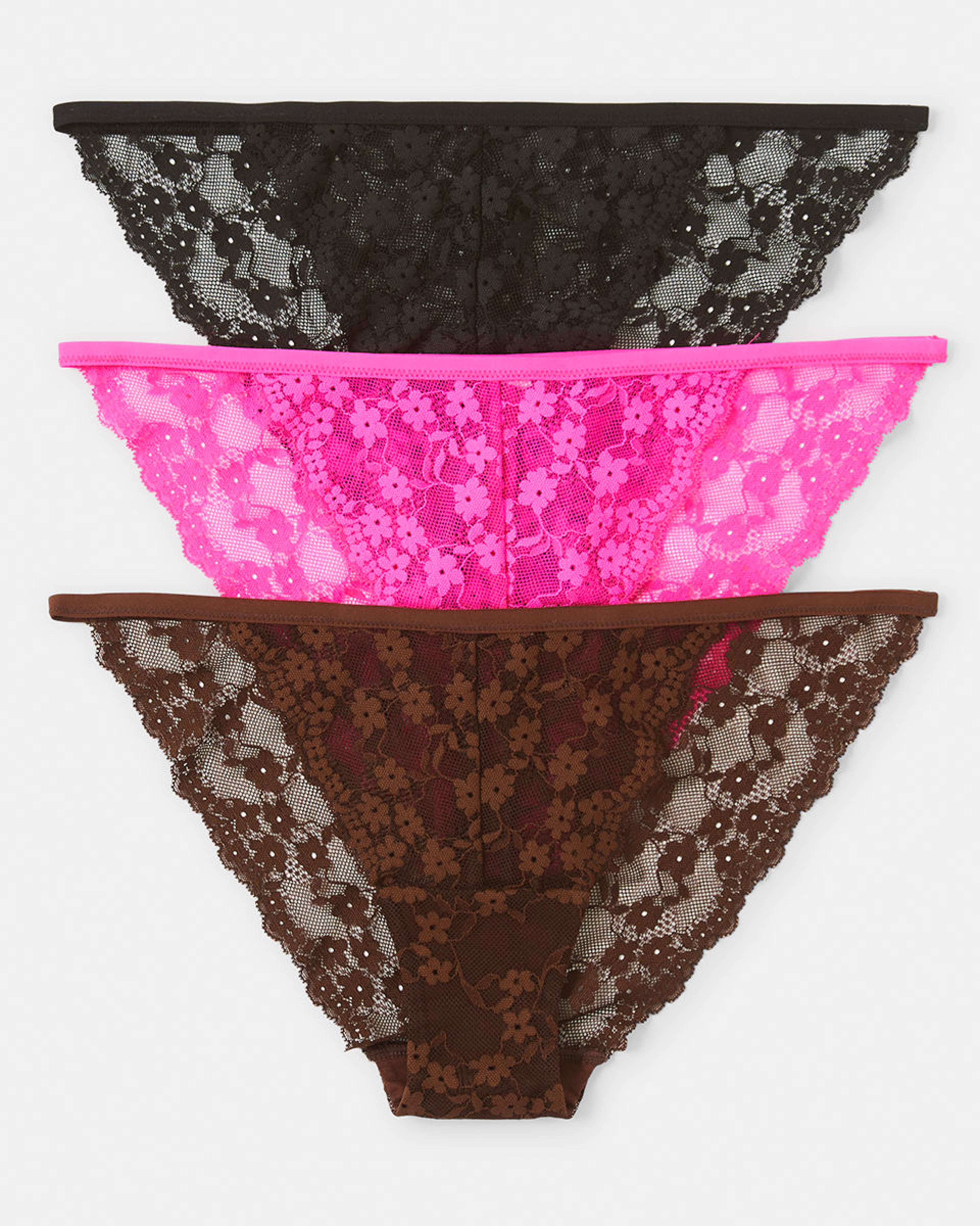 1 3 Pack Lace Bikini Briefs Cf Hp Bk