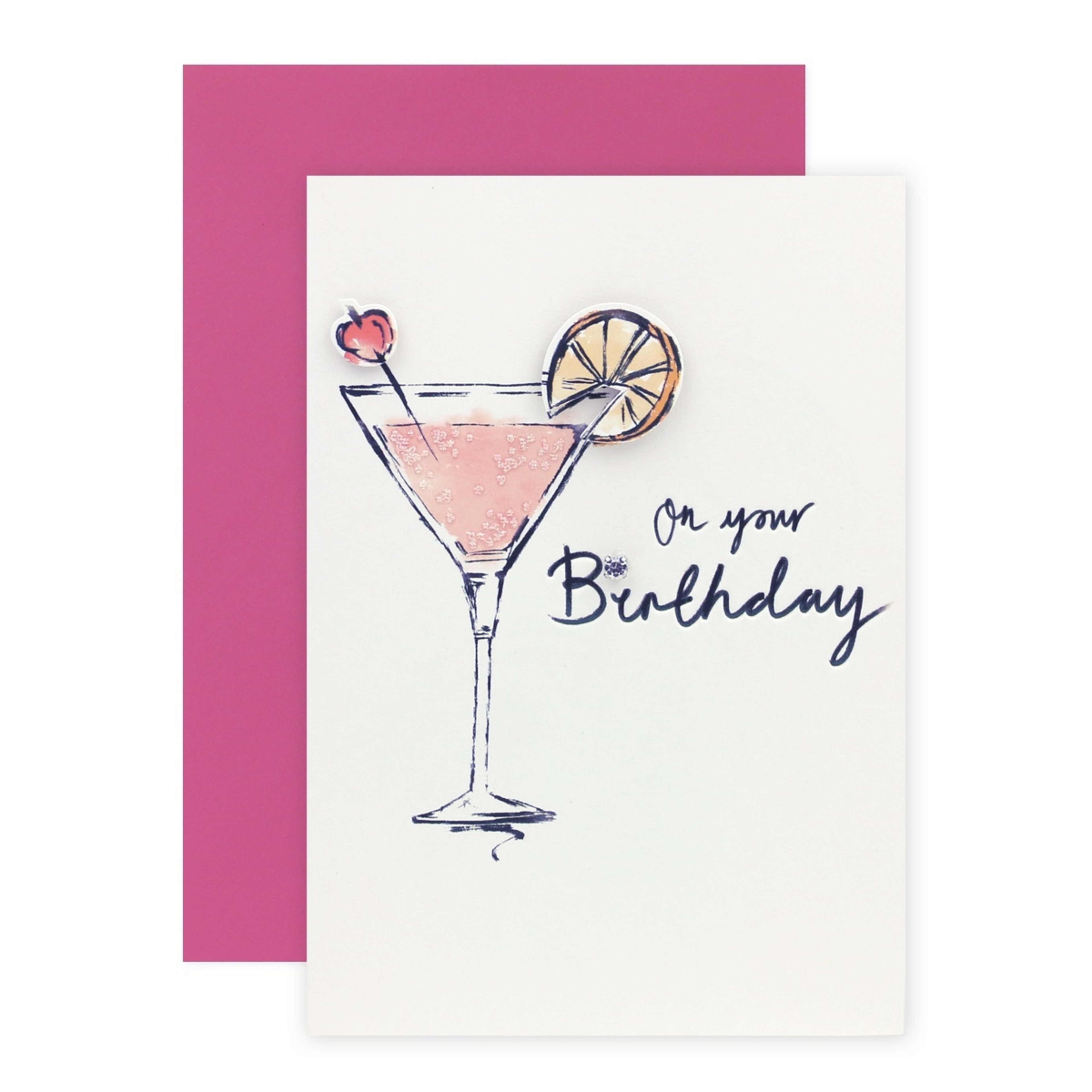 Connections from Hallmark Birthday Card - Pink Cocktail - Kmart