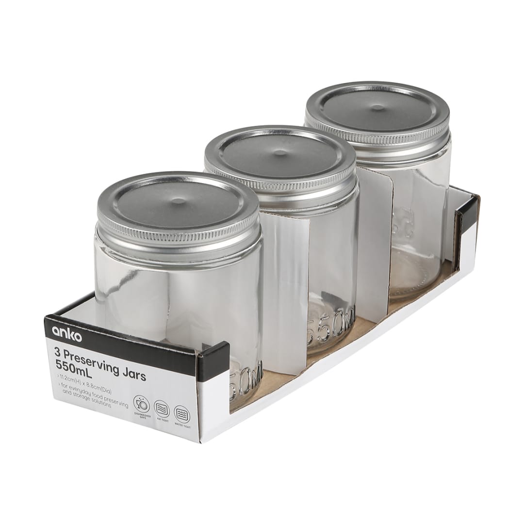 3 Preserving Jars 550ml Kmart NZ