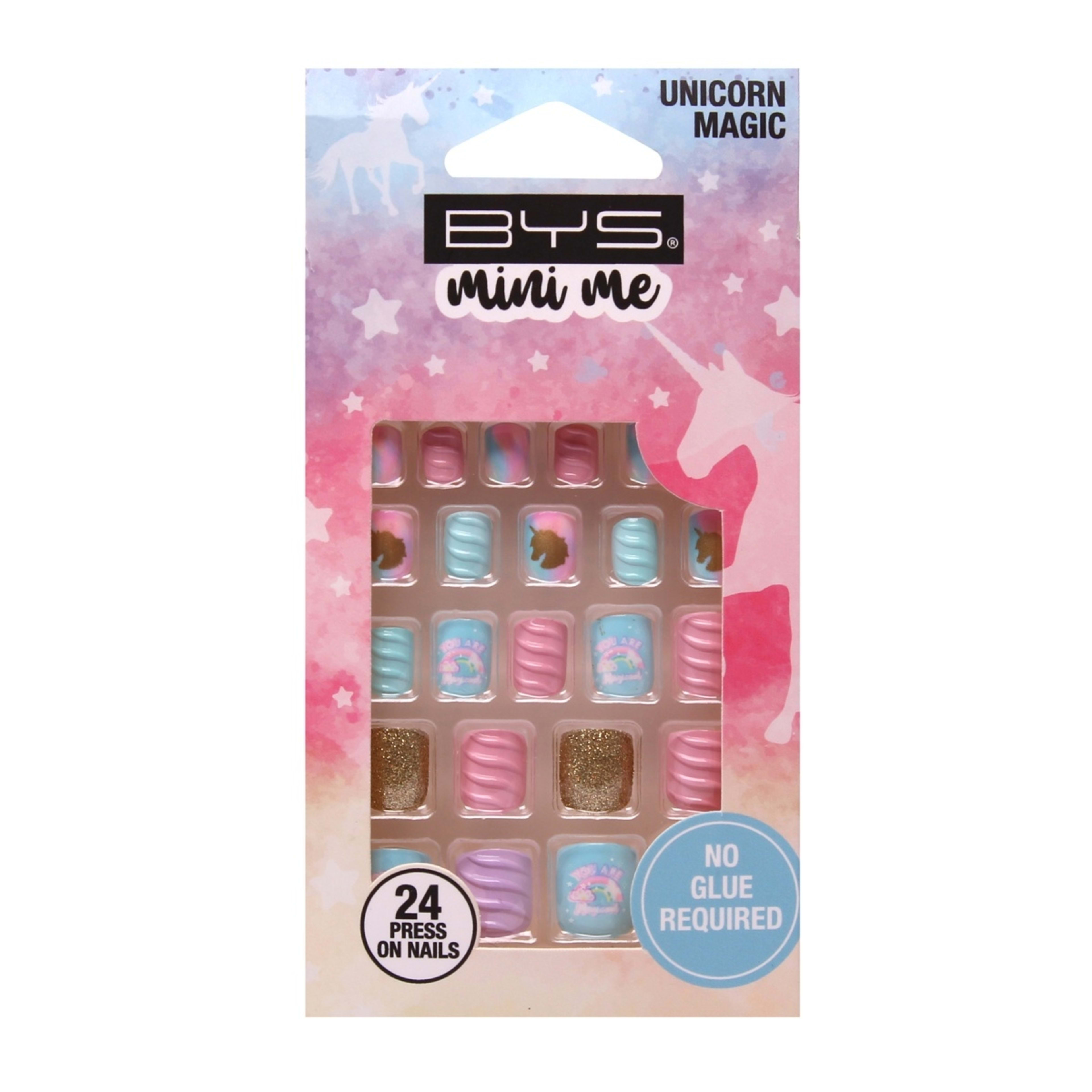 1 BYS Mini Me 24 Pack Press on Nails - Unicorn Magic, Square Shape, 1 of 2