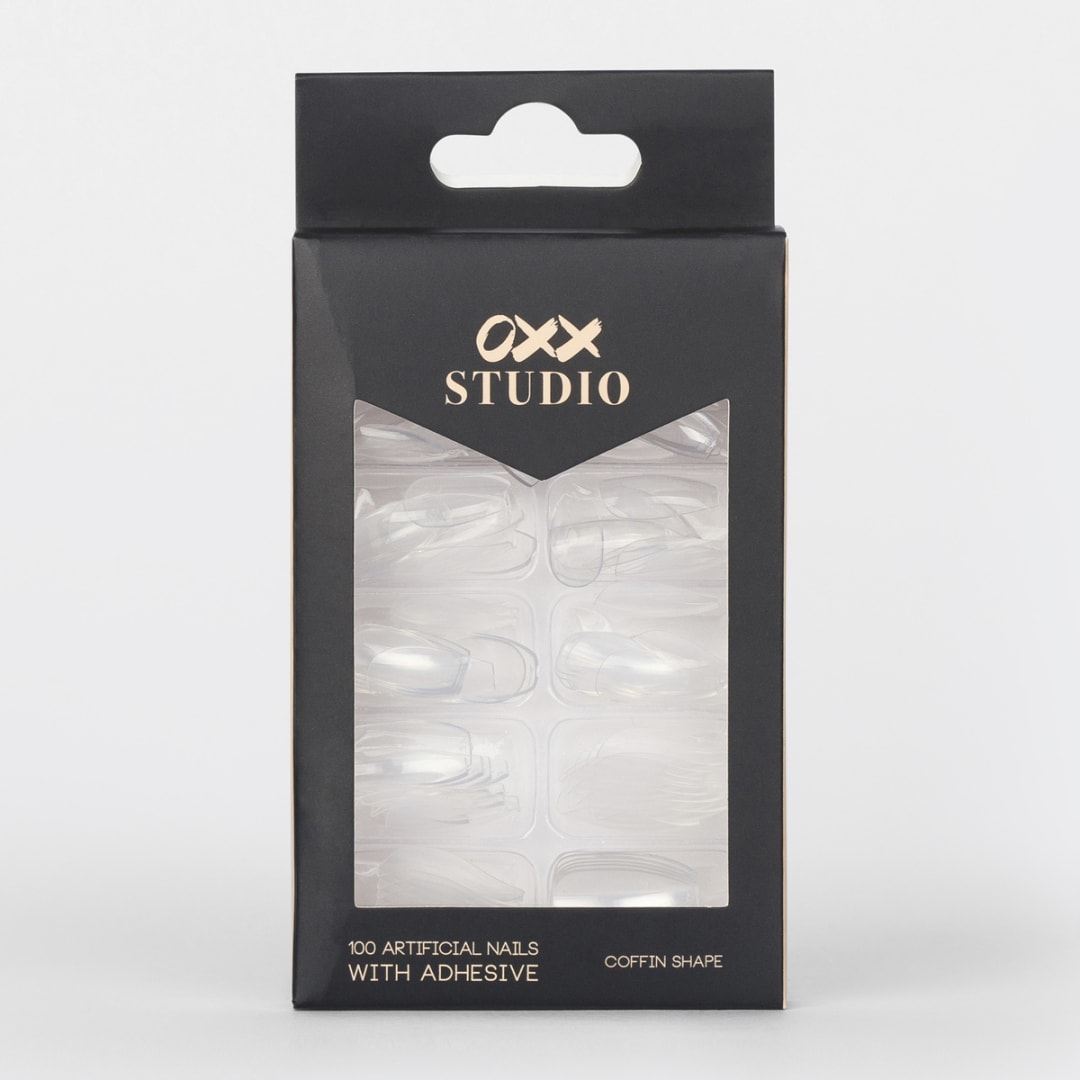 OXX Studio 100 Pack Artificial Nails with Adhesive Clear Kmart