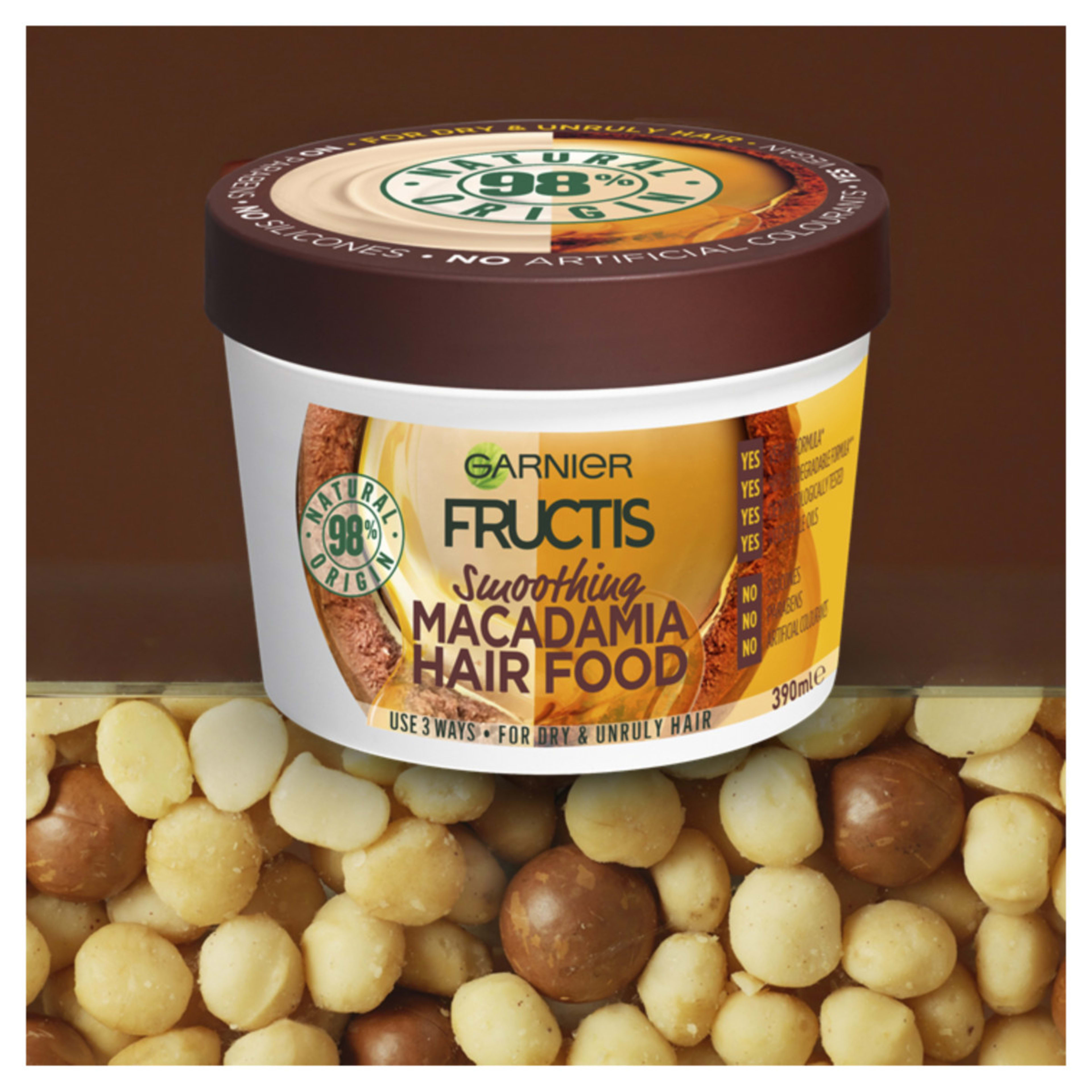 3 Garnier Fructis Smoothing Hair Food 390ml - Macadamia, 3 of 6