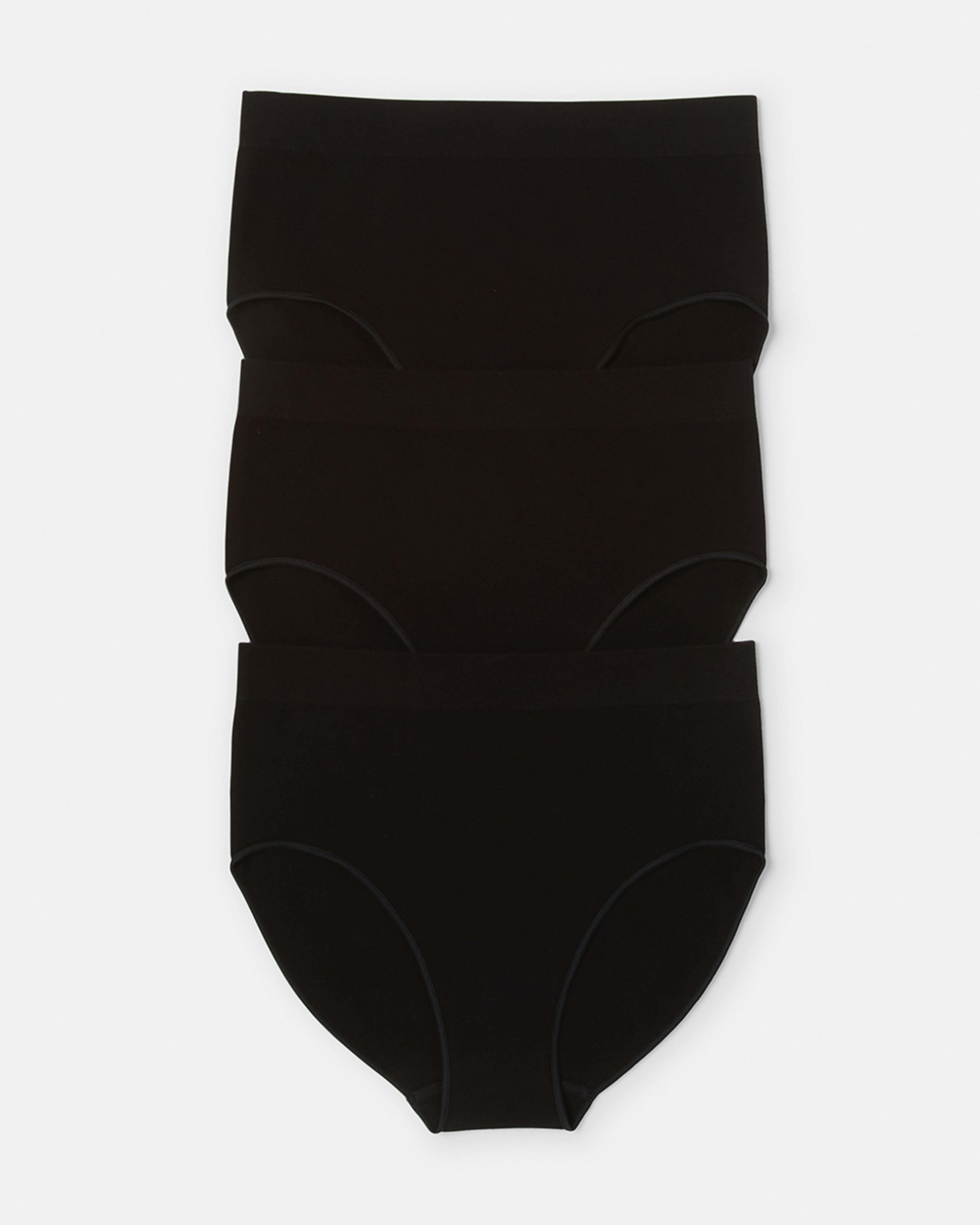 1 3 Pack Seamfree Cotton Full Briefs BLACK