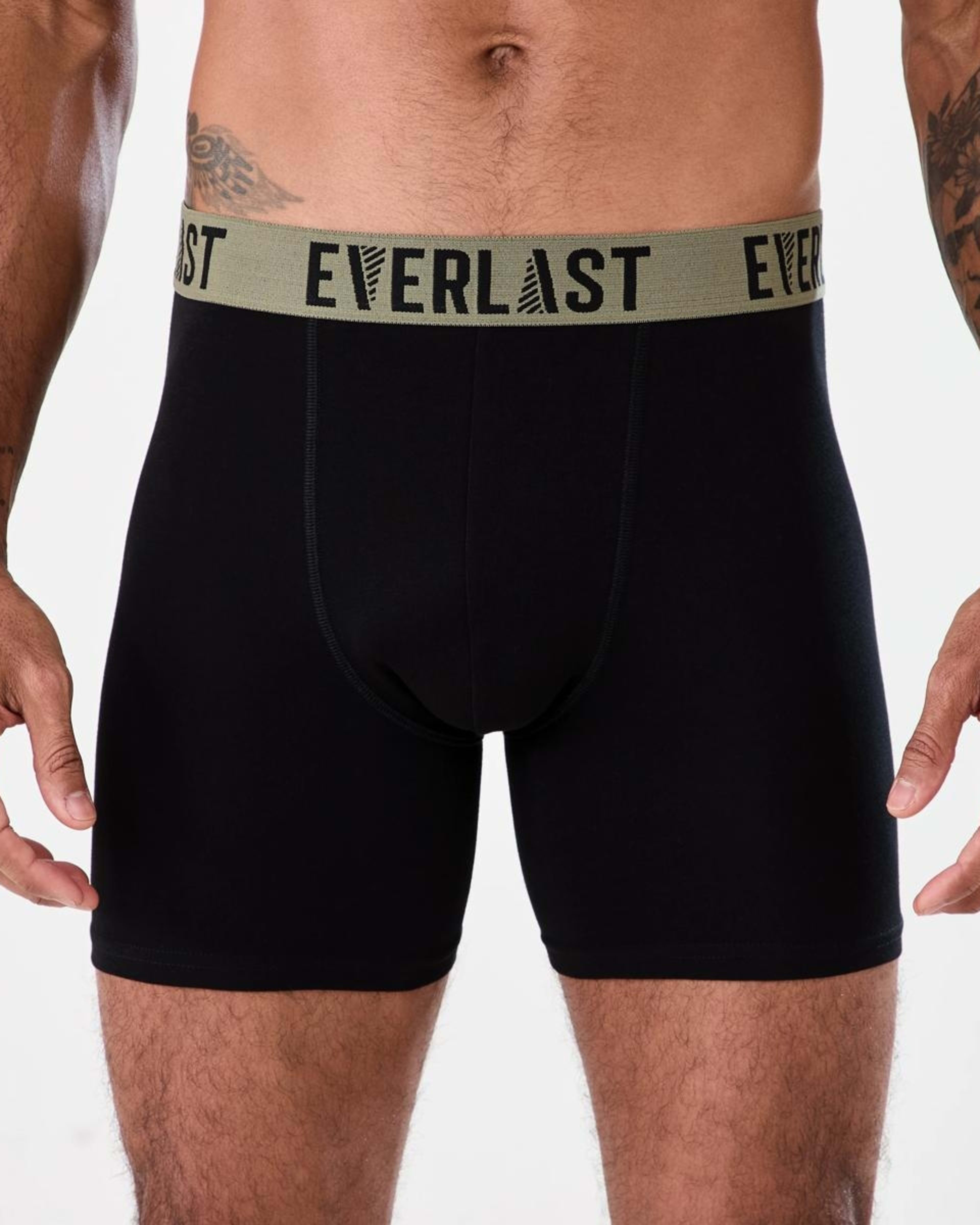 3 3 Pack Everlast Mens Mid Length Trunks EVERLAST BLACK, 3 of 8