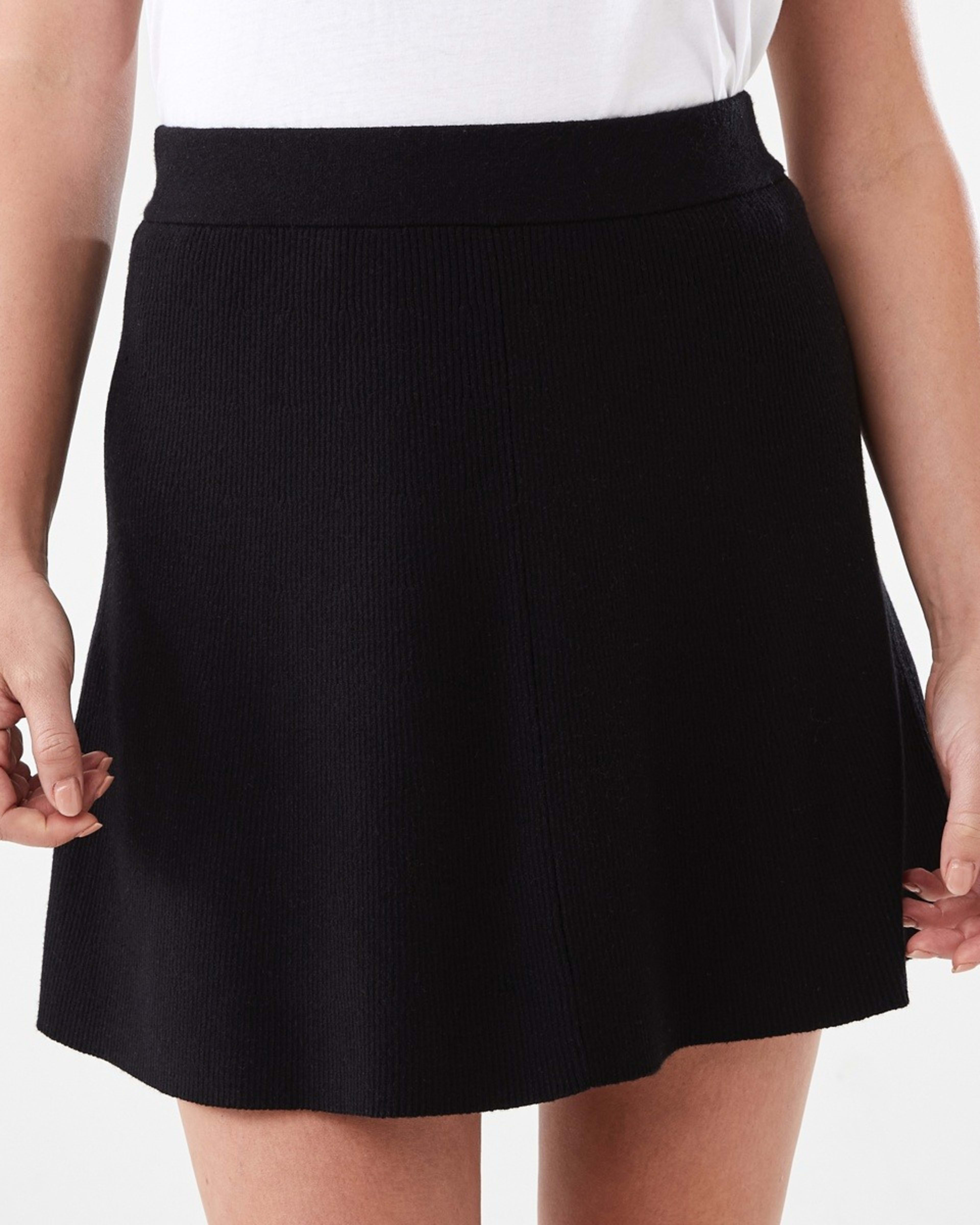 1 True Knit Rib Mini Skirt Black