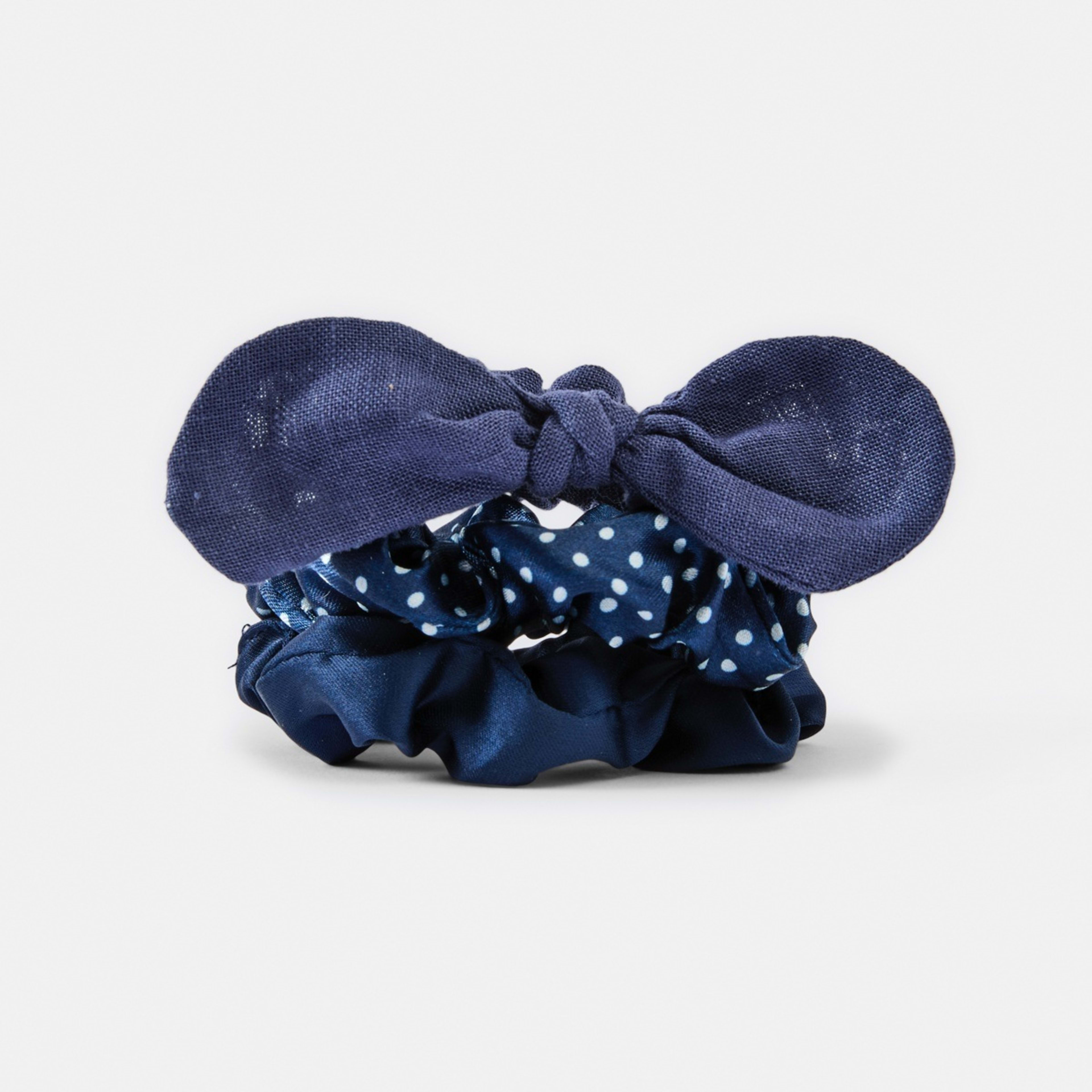 1 3 Pack Mixed Hair Scrunchies Dark Sapphire, 1 of 4