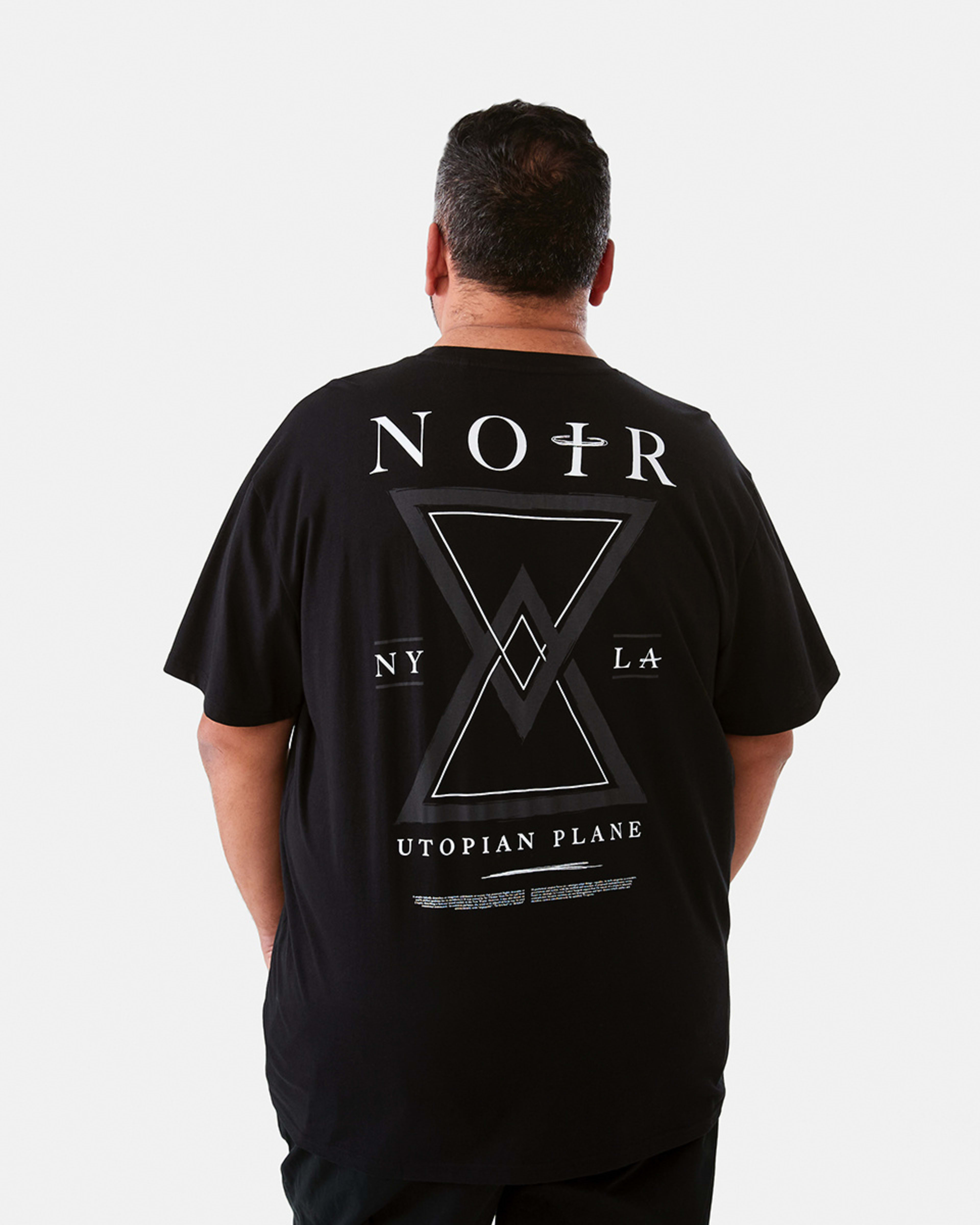 3 Men's Larger Size Front and Back Print T-shirt Blk Noir, 3 of 6