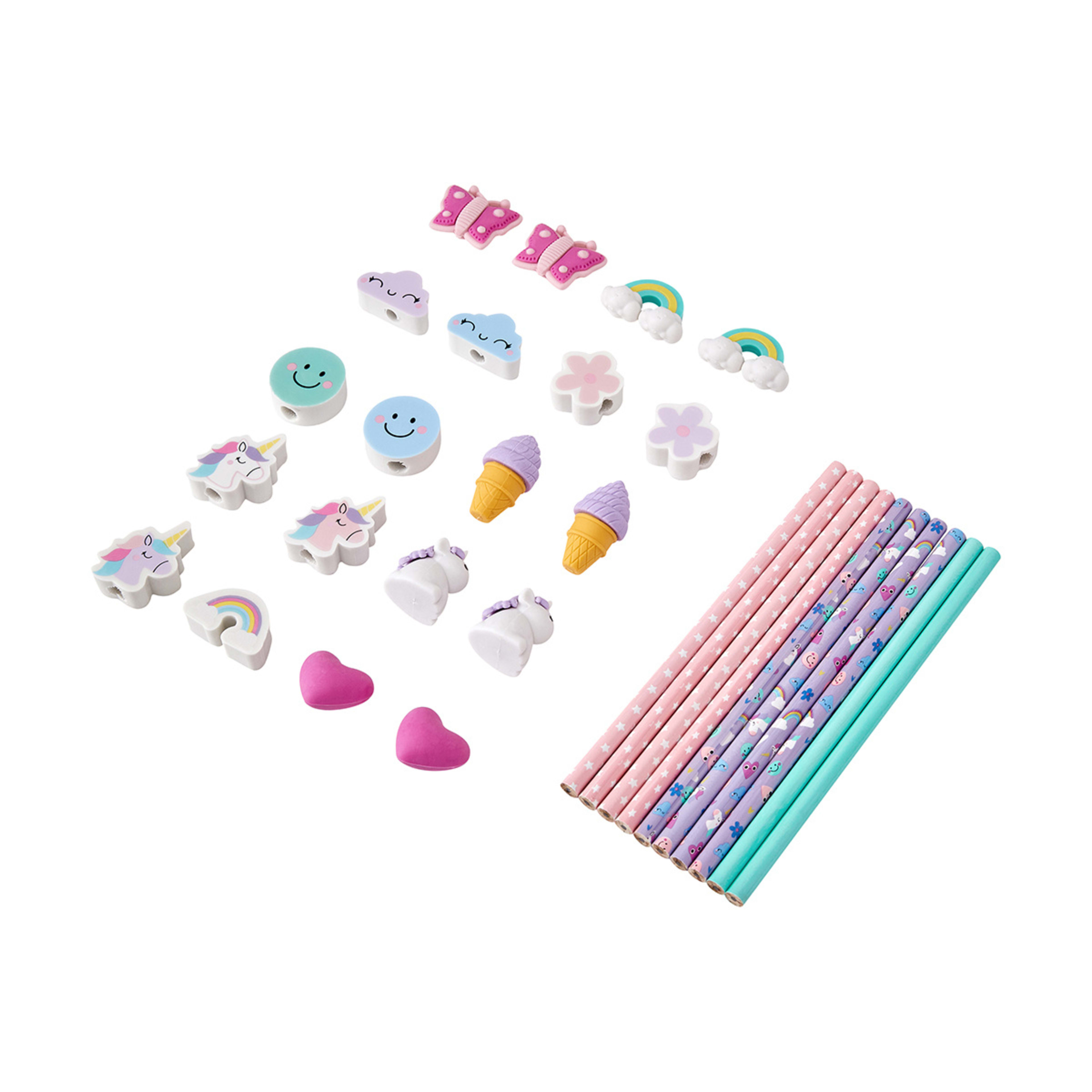 30 Piece Pencil and Eraser Set Kmart