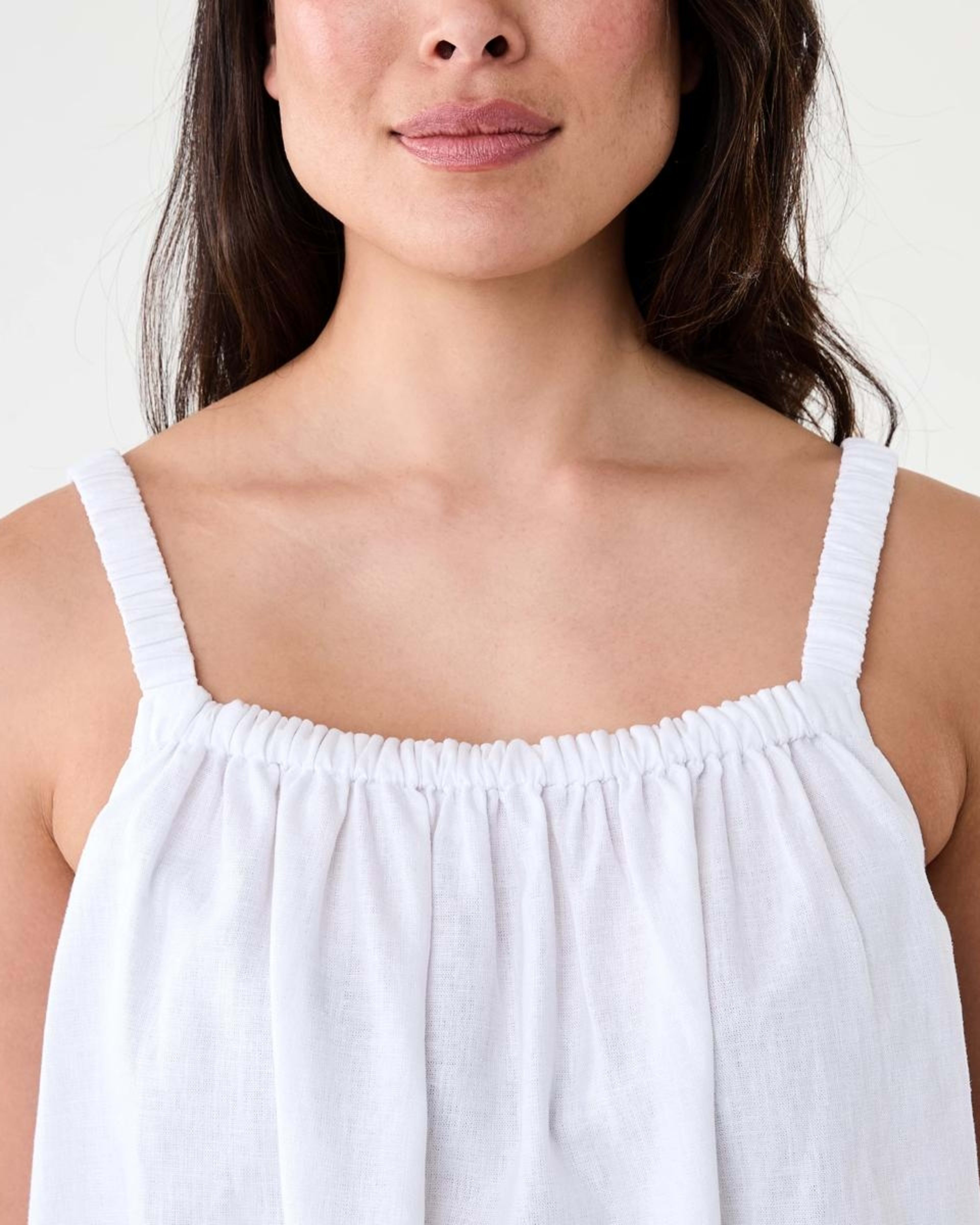 5 Sleeveless Square Neck Linen Blend Top White, 5 of 6