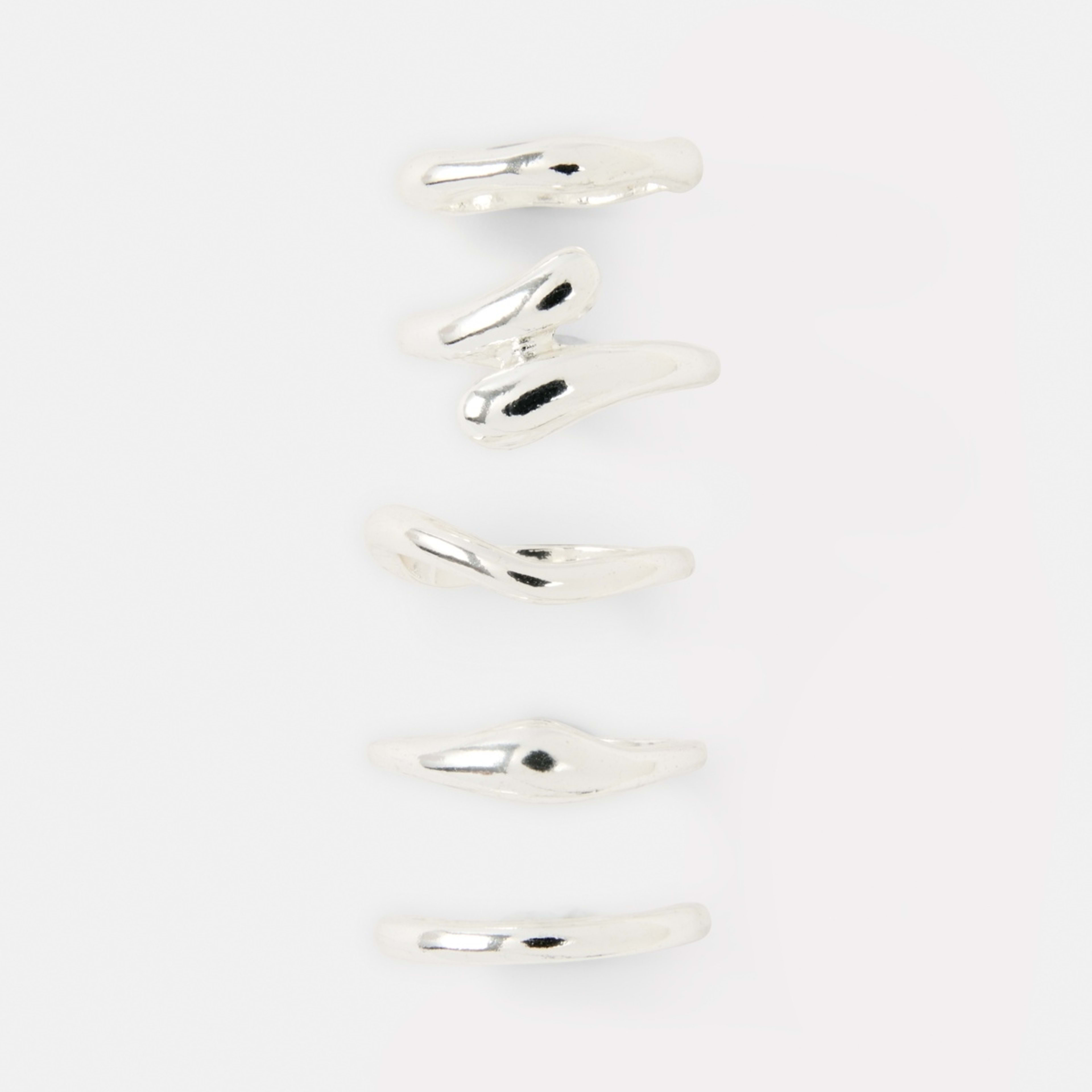 2 5 Pack Teardrop Rings - Silver Tone, 2 of 5