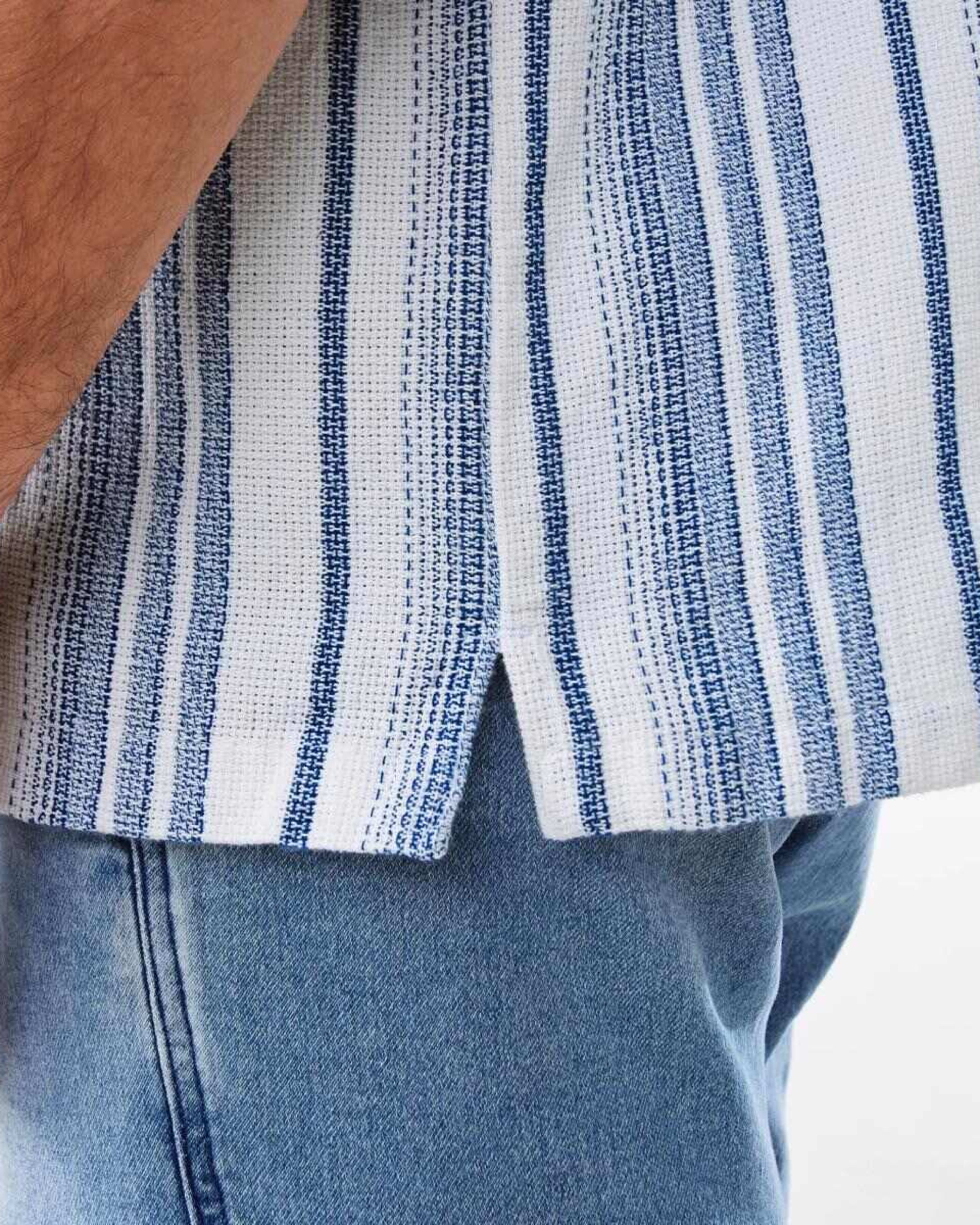 7 Short Sleeve Textured Stripe Shirt VAM STRIPE BLUE, 7 of 7