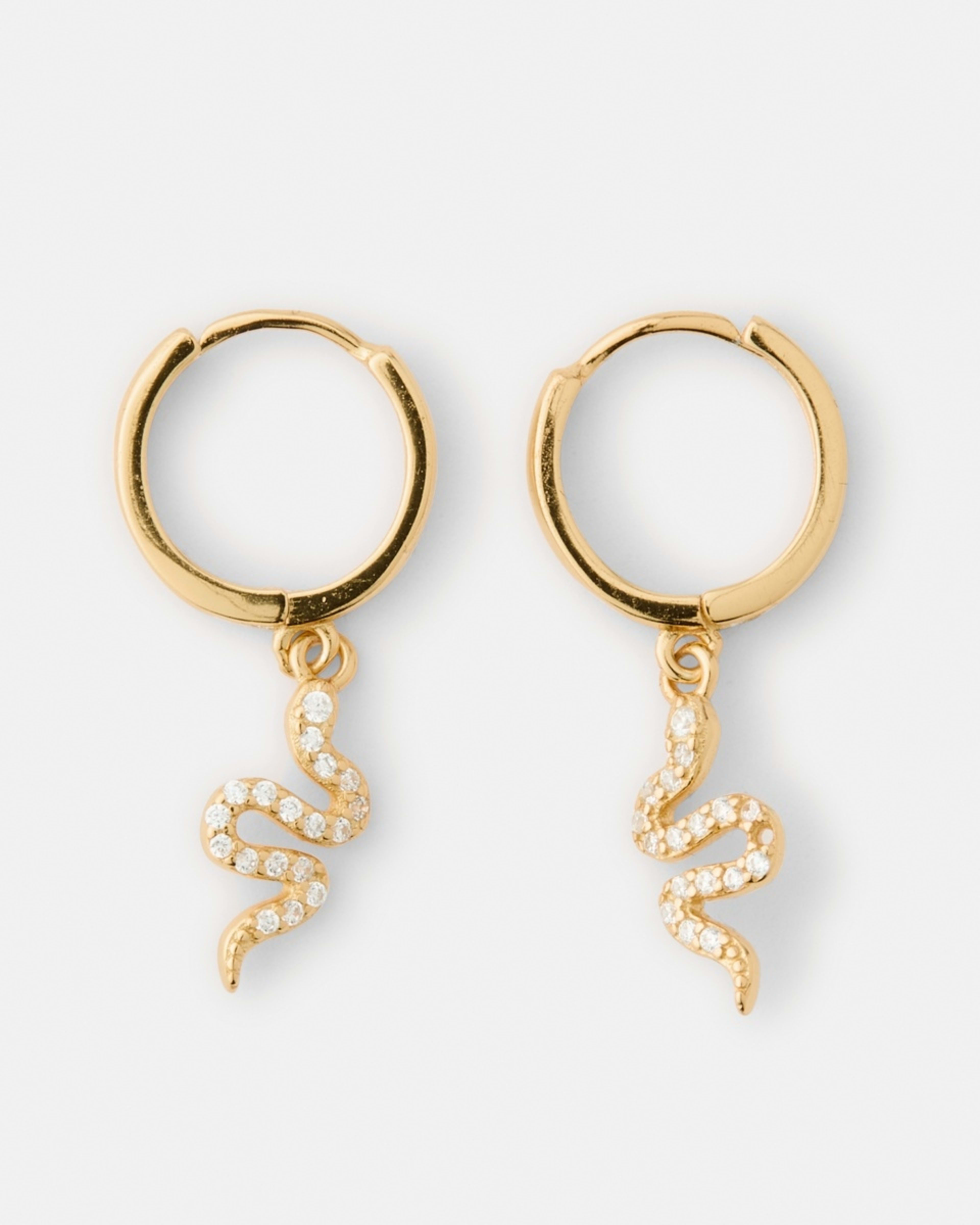1 Gold Plated Sterling Silver 925 Snake Huggie Hoop Earrings Gold