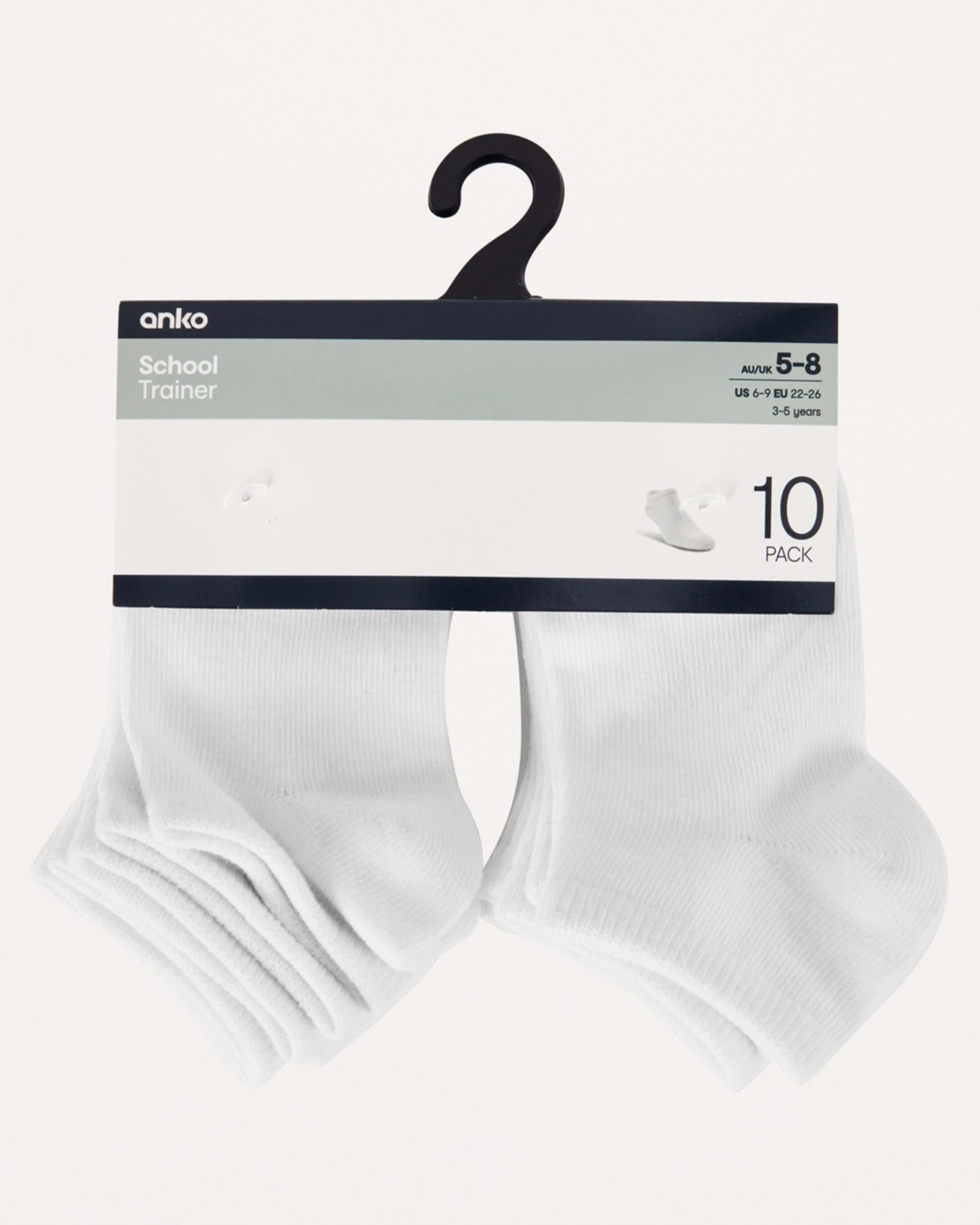 3 10 Pack Trainer Socks White, 3 of 3