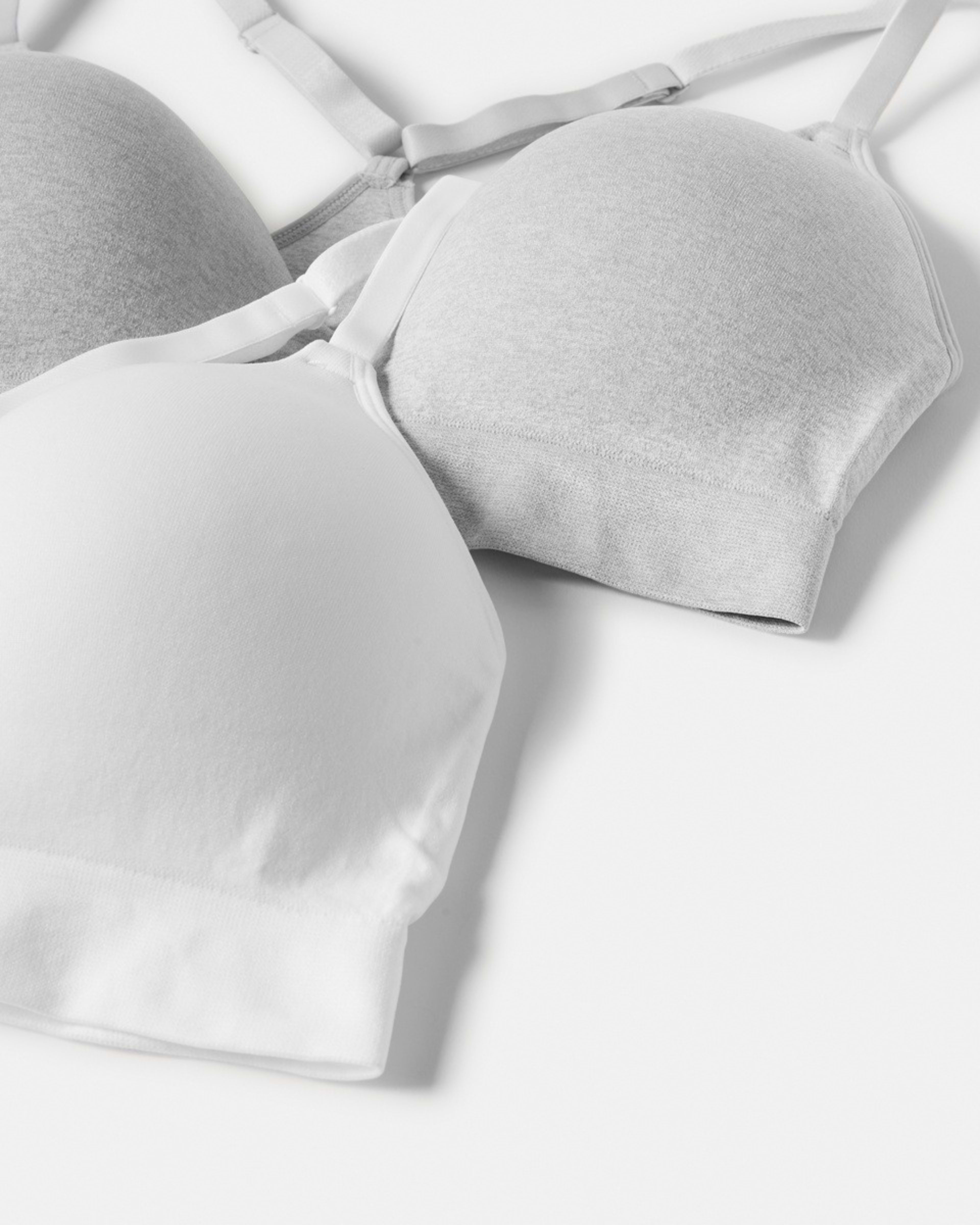 2 2 Pack Wirefree Racerback T-shirt Bra SILVER MARLE, WHITE, 2 of 10