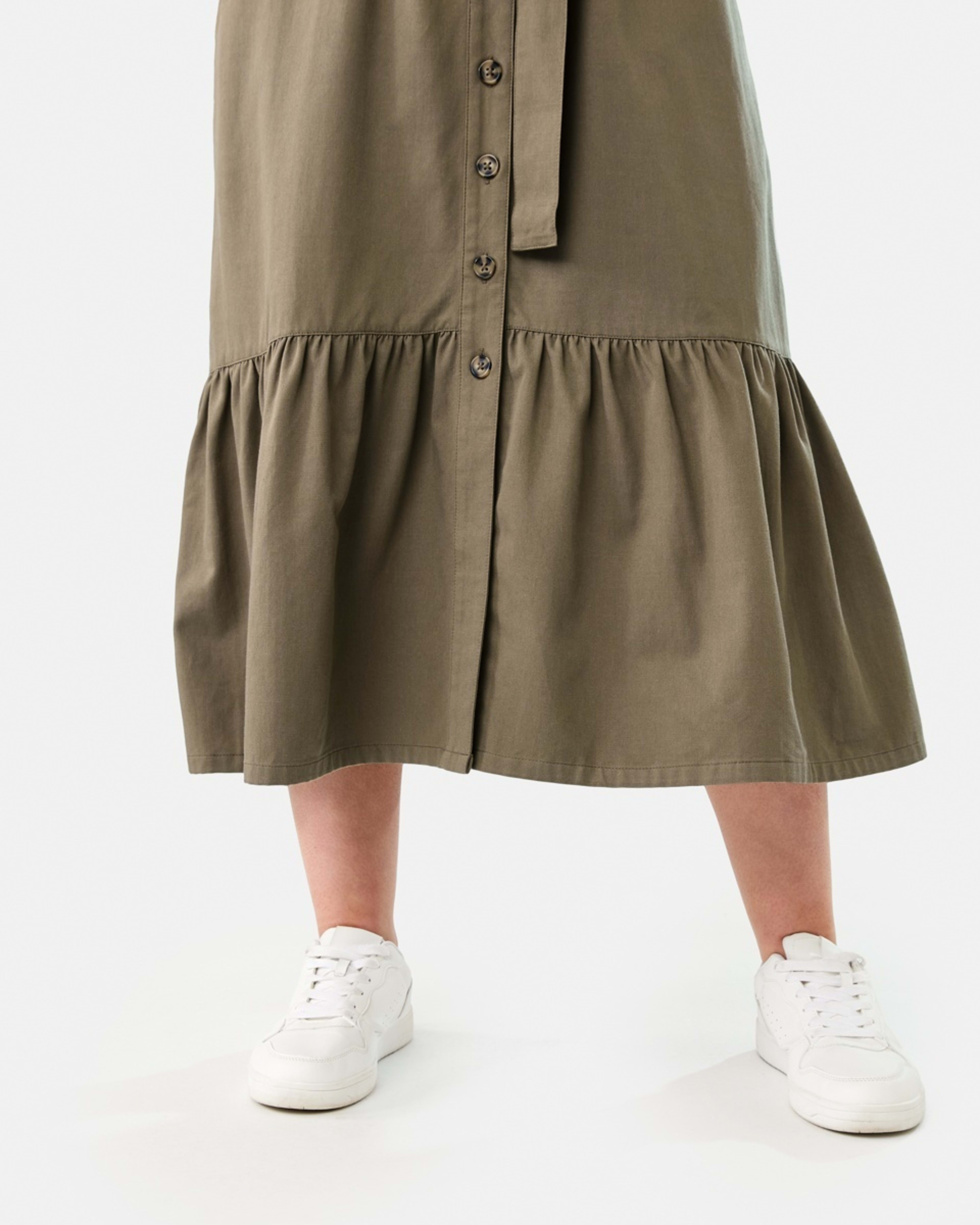 9 Short Sleeve Button Through Midi Dress PAVEMENT GREY, 9 of 9