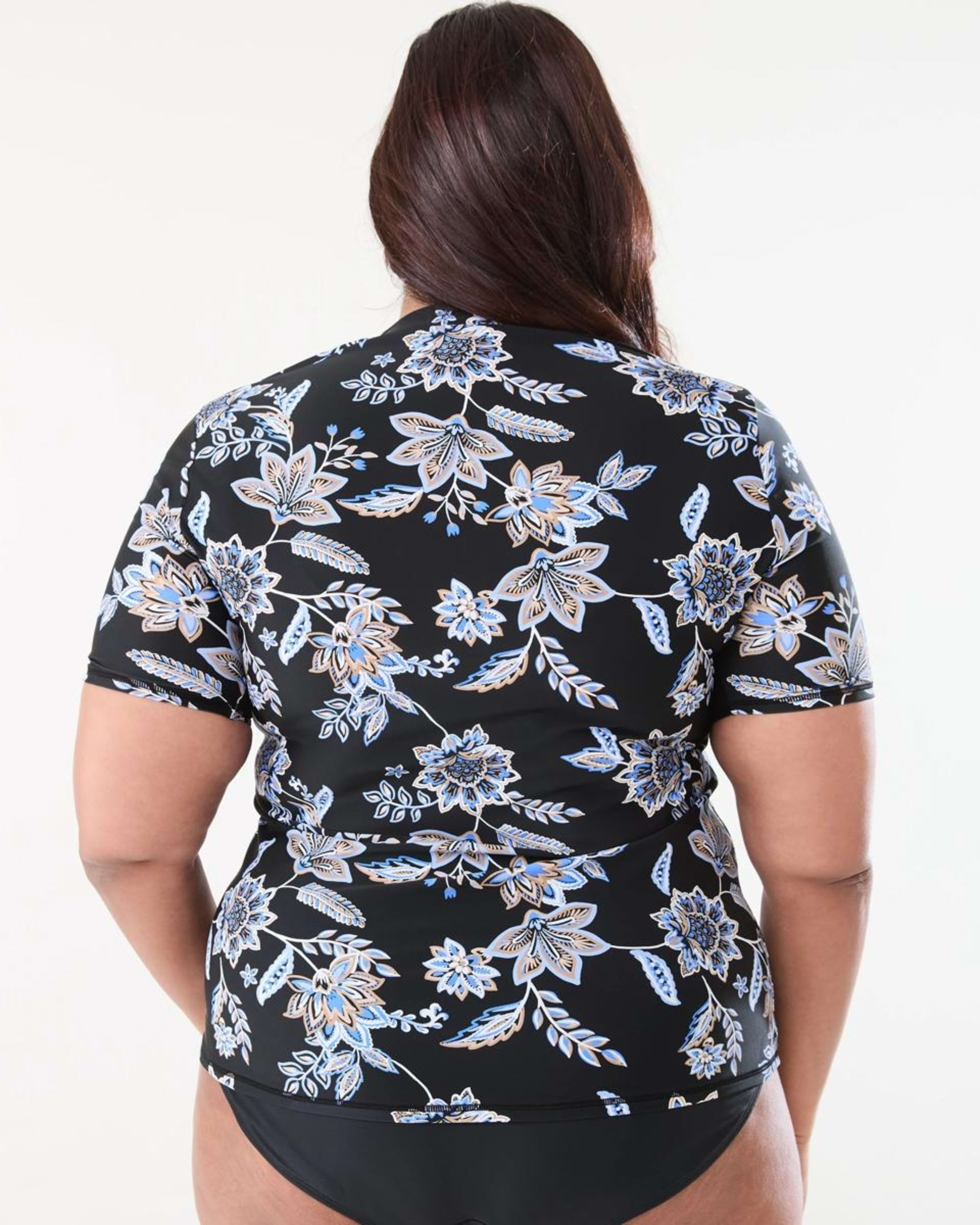 3 Curve Short Sleeve Rash Vest CHINTZ BLACK, 3 of 5