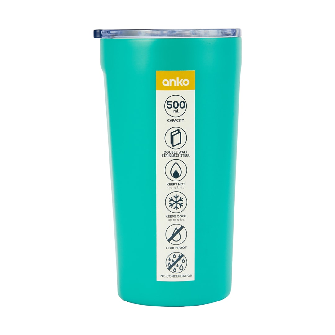 500ml Teal Stainless Steel Coffee Tumbler Kmart