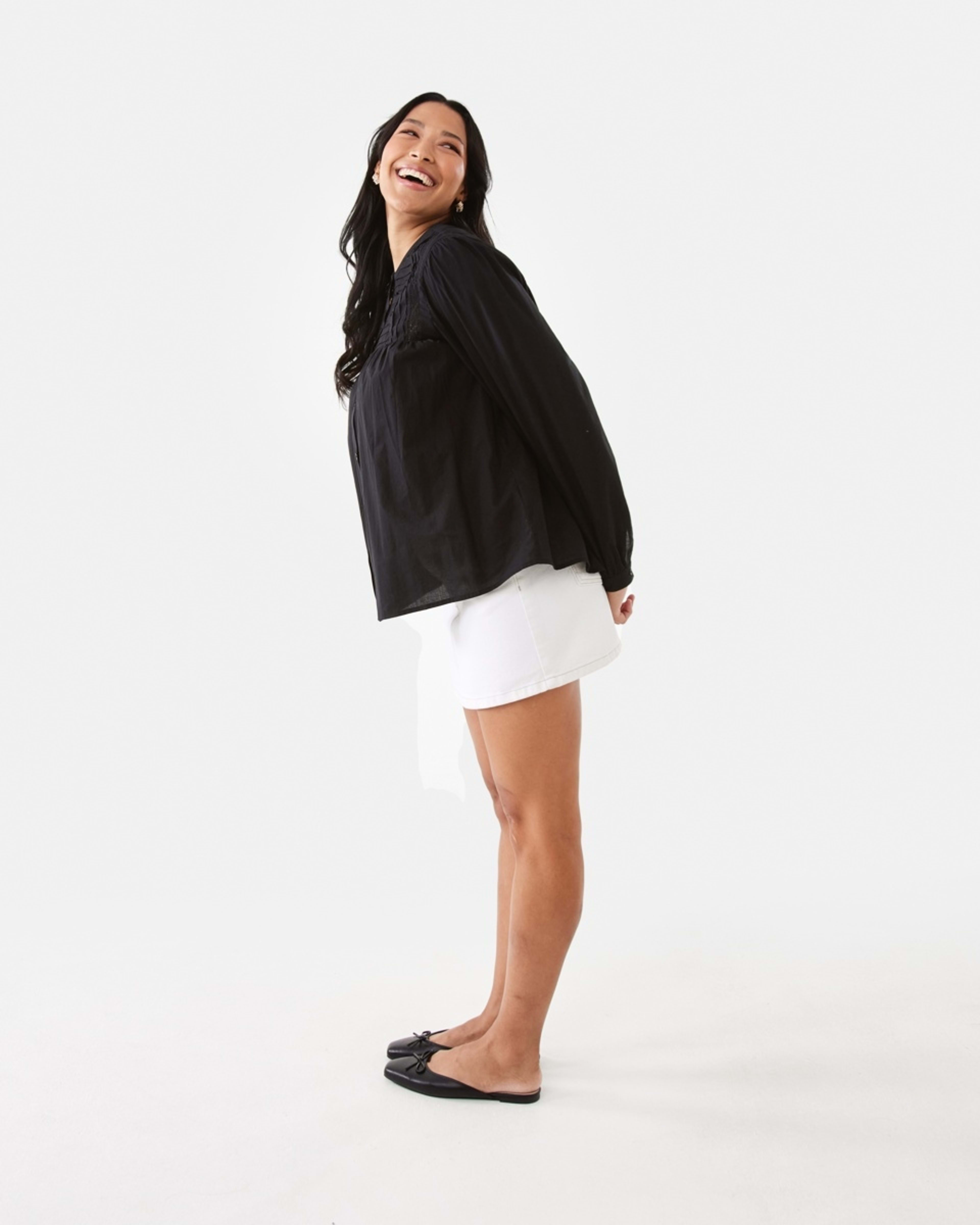 4 Denim A-line Mini Skirt Ecru, 4 of 9