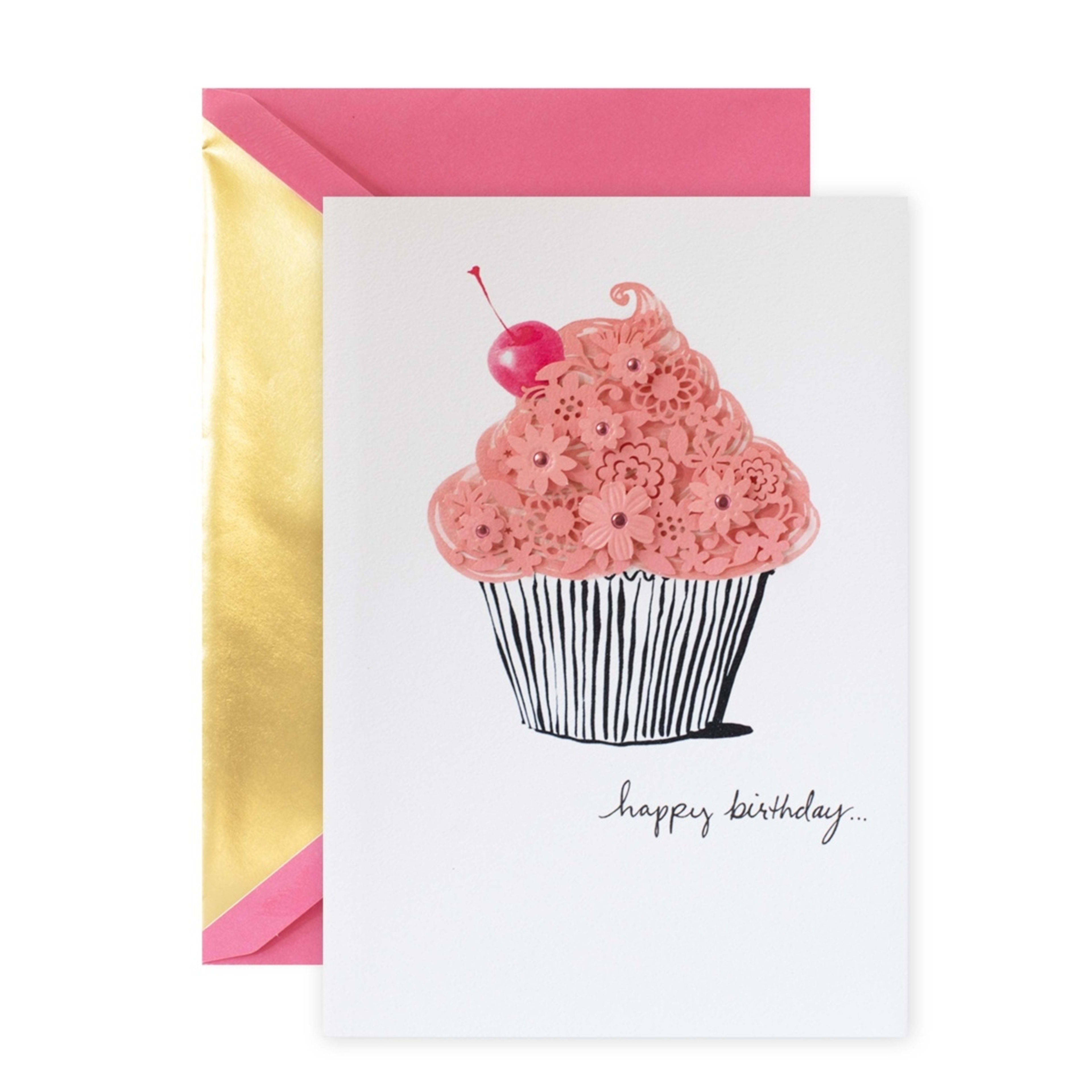 1 Hallmark Signature Birthday Card - Laser Cupcake