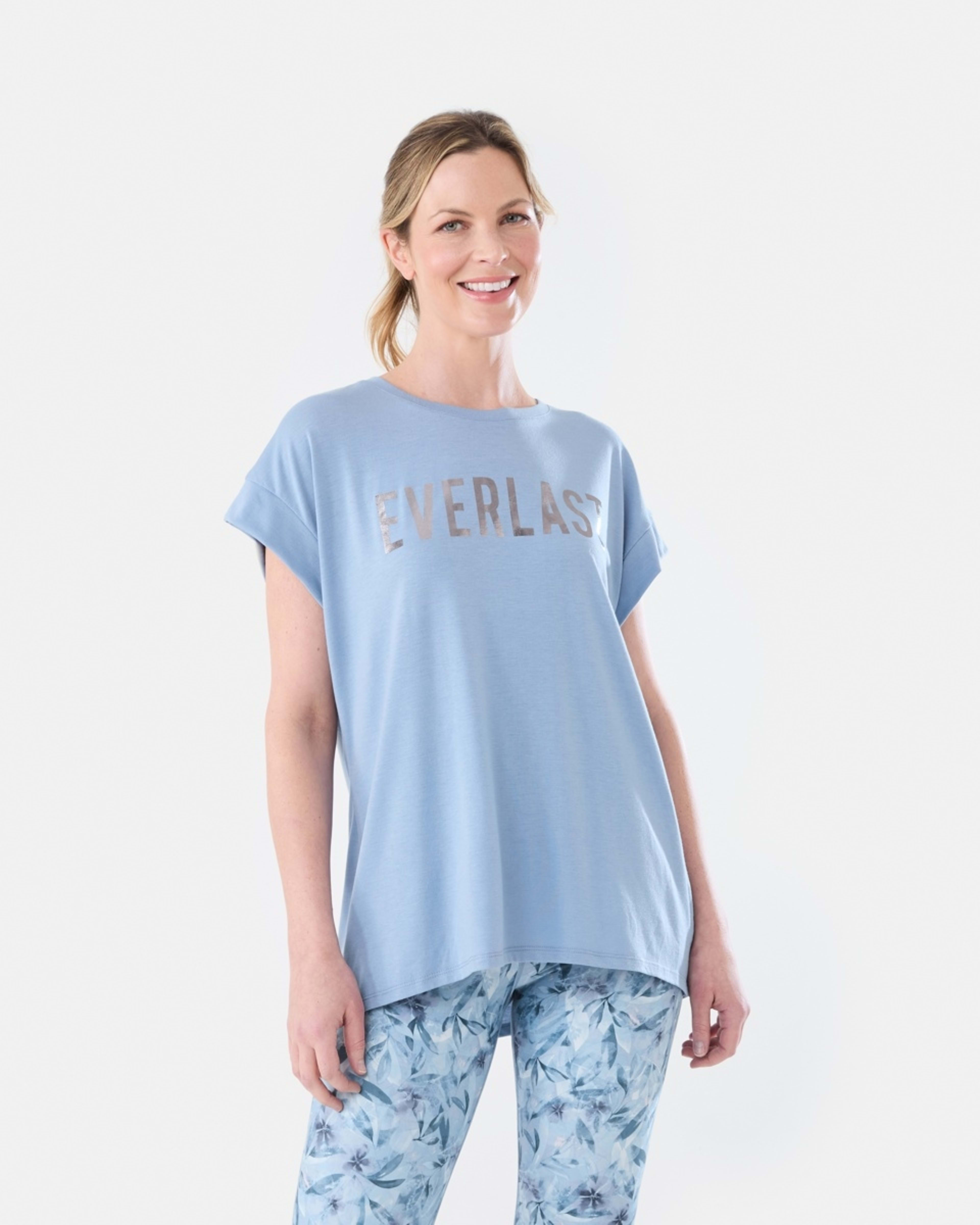1 Everlast Womens Relaxed Longline T-shirt EVERLAST OASIS BLUE, 1 of 6