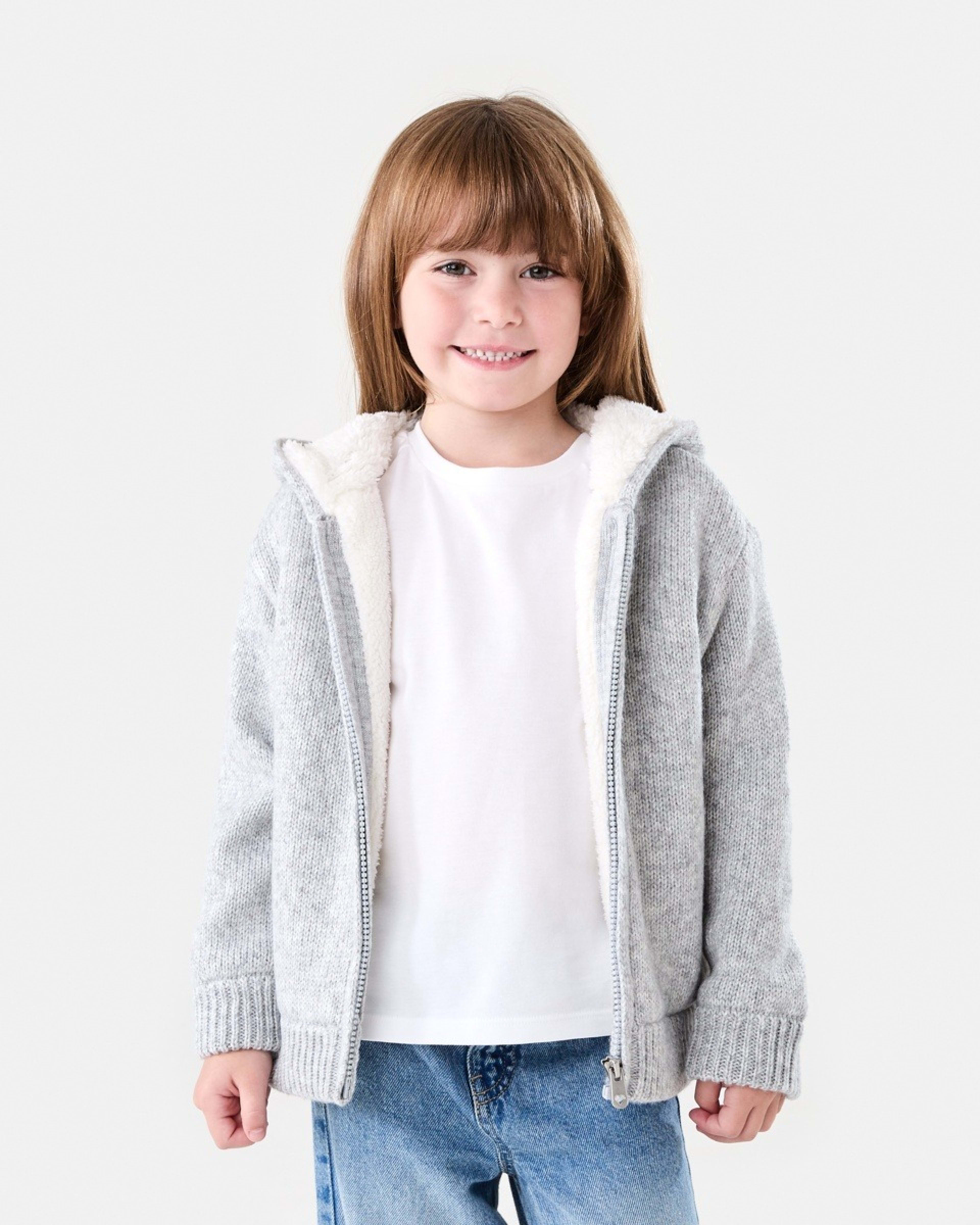 1 Sherpa Lined Cardigan Gry Lurex