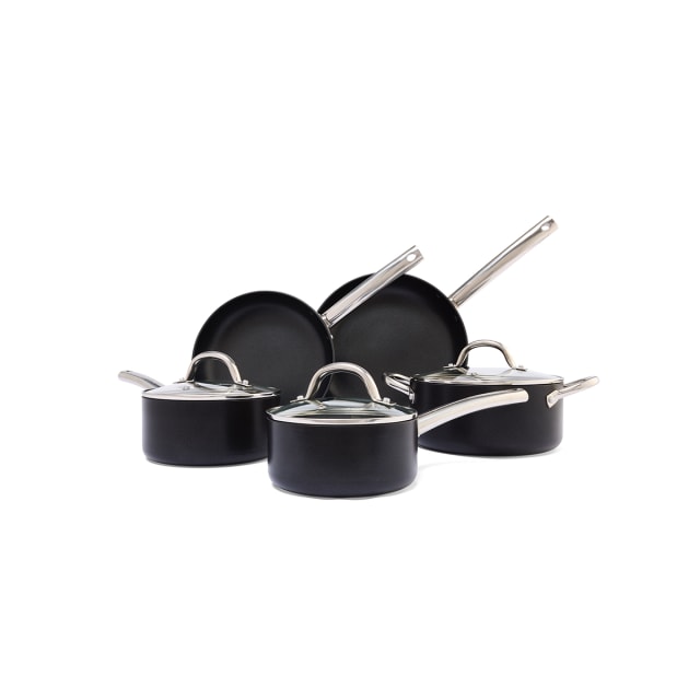 5 Piece NonStick Hard Anodised Cookware Set Black Kmart