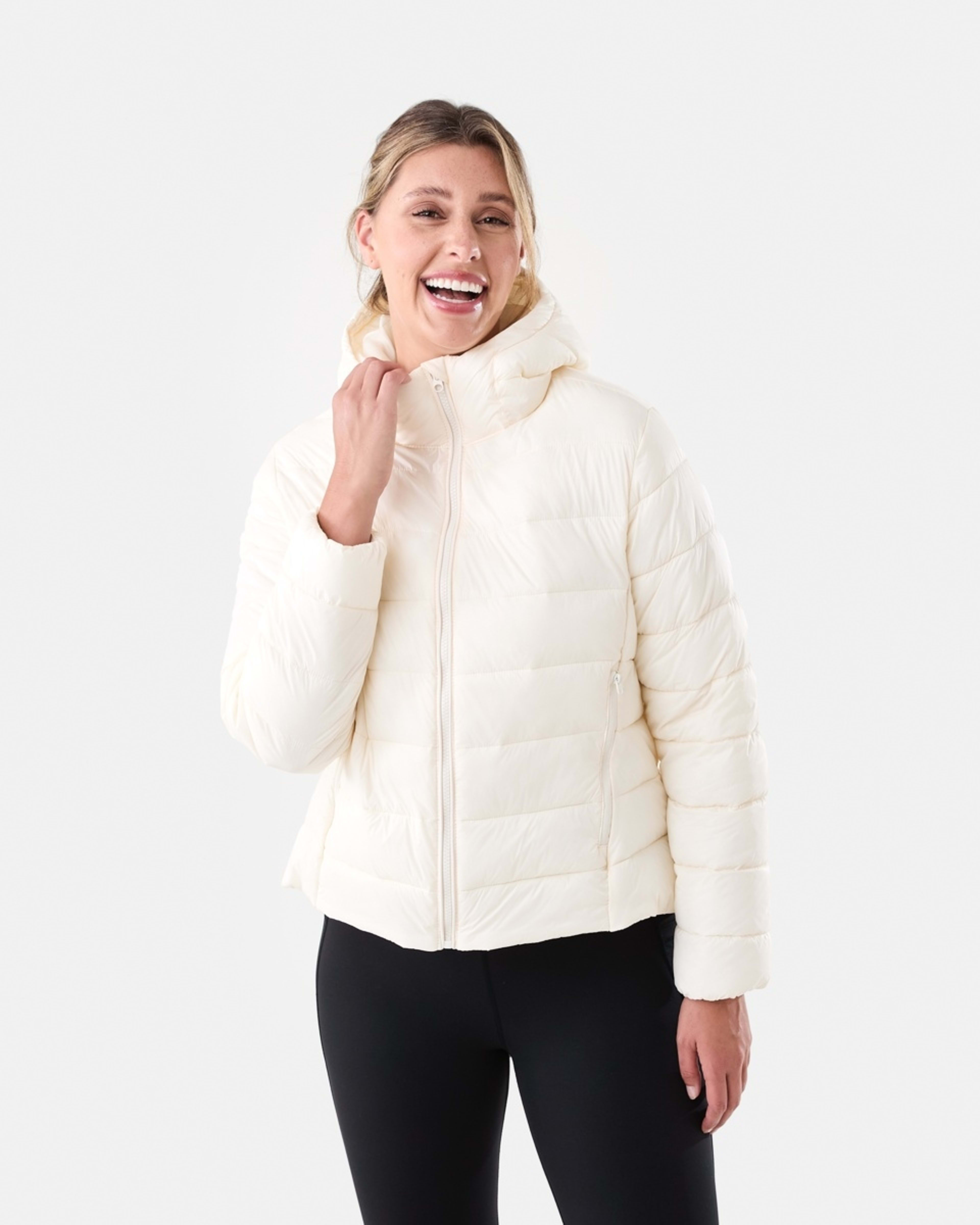2 Active Womens Packable Puffer Jacket Ecru, 2 of 7