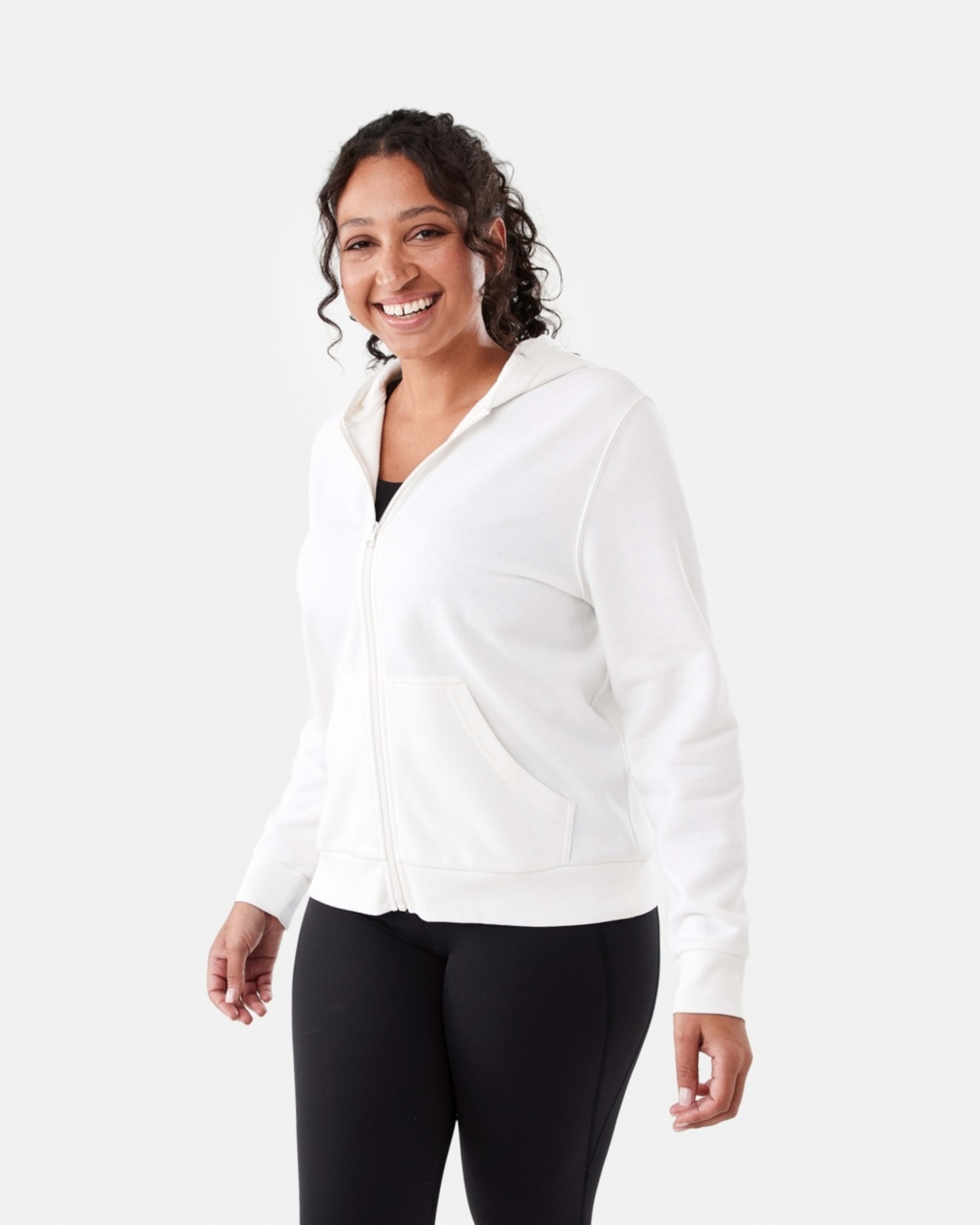 3 Active Womens Zip Through Hoodie ECRU, 3 of 7