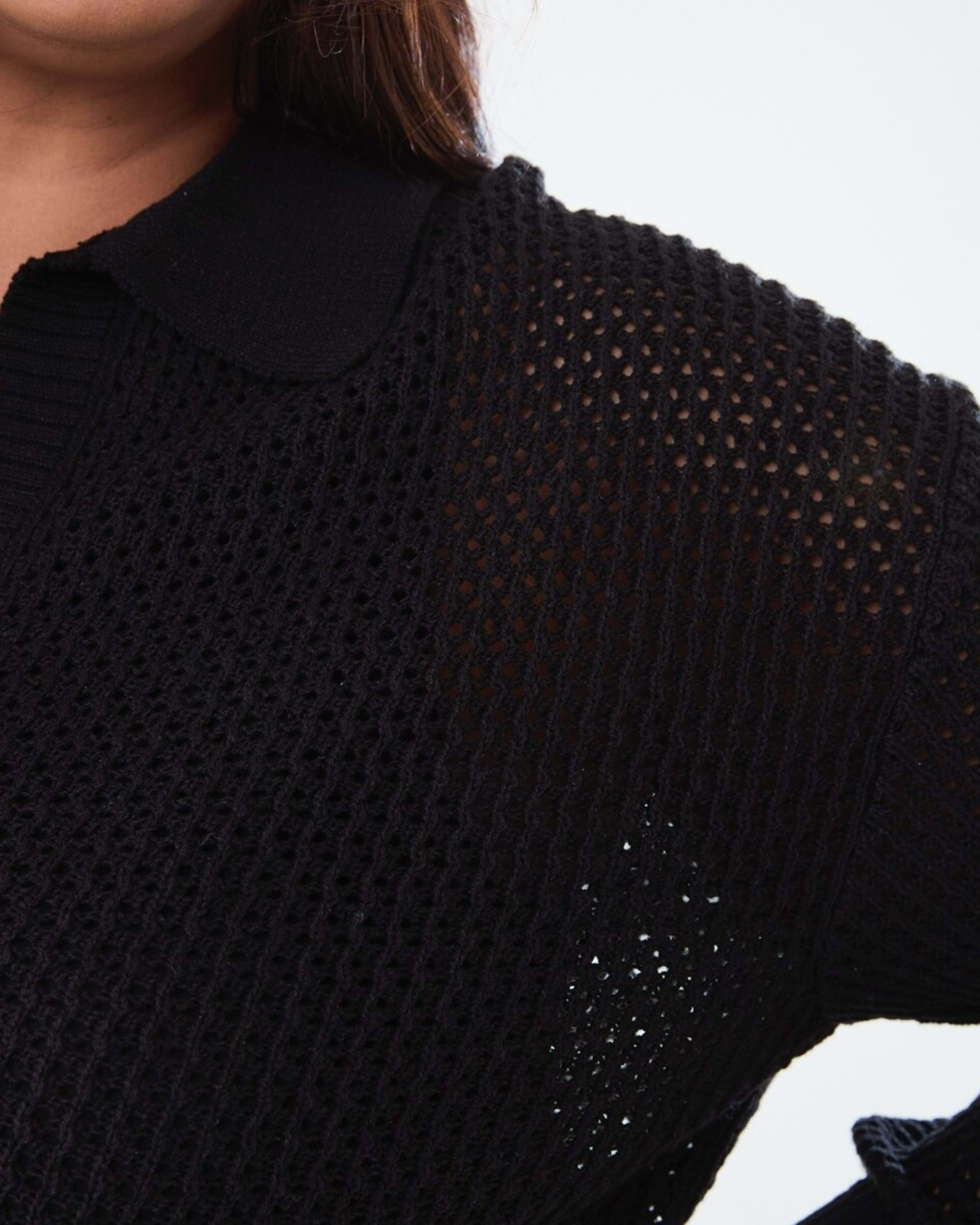 5 Curve Crochet Knit Polo Jumper BLACK, 5 of 5