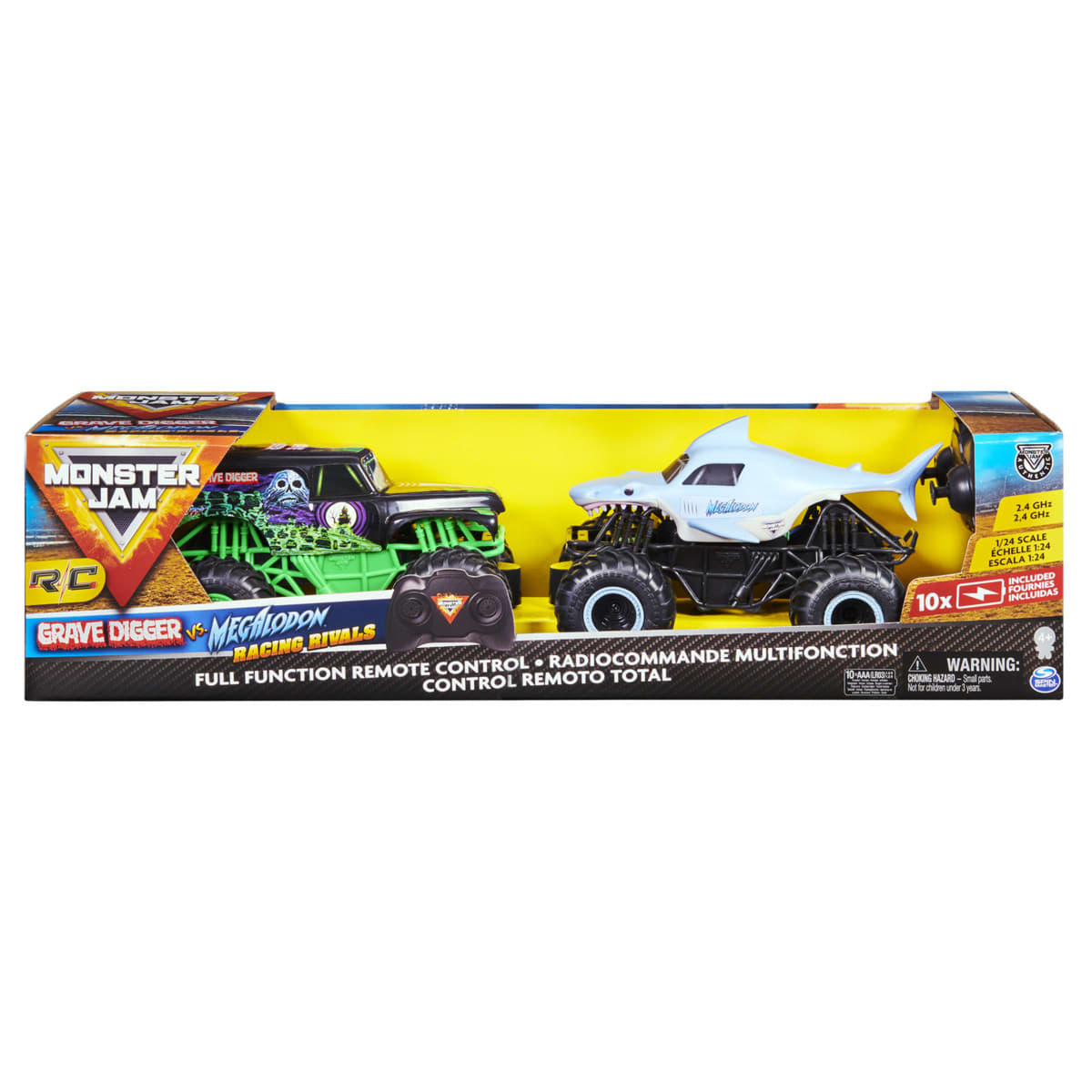 2 Pack Monster Jam Full Function Remote Control 2.4GHz Grave Digger vs