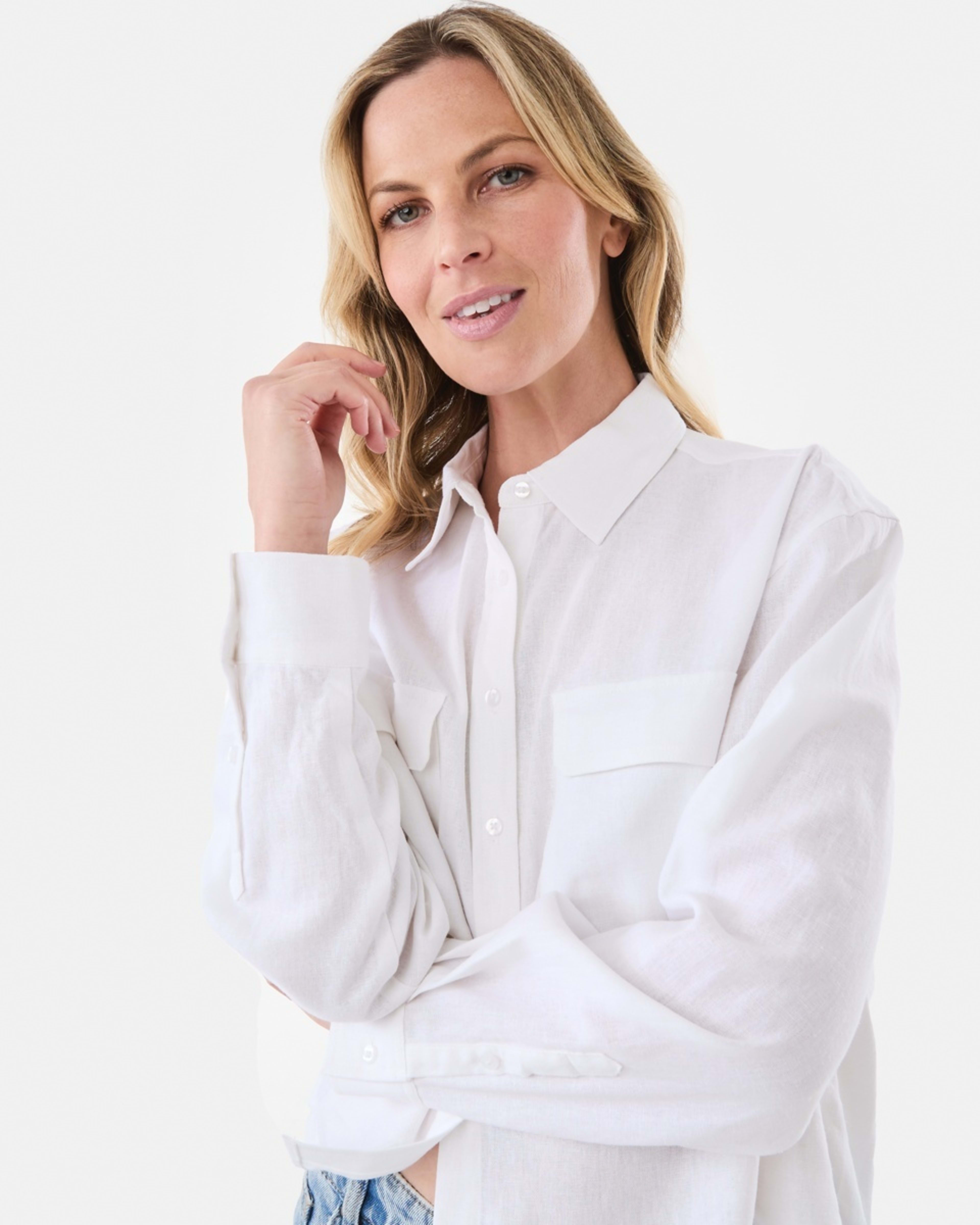 4 Long Sleeve Utility Shirt White, 4 of 6