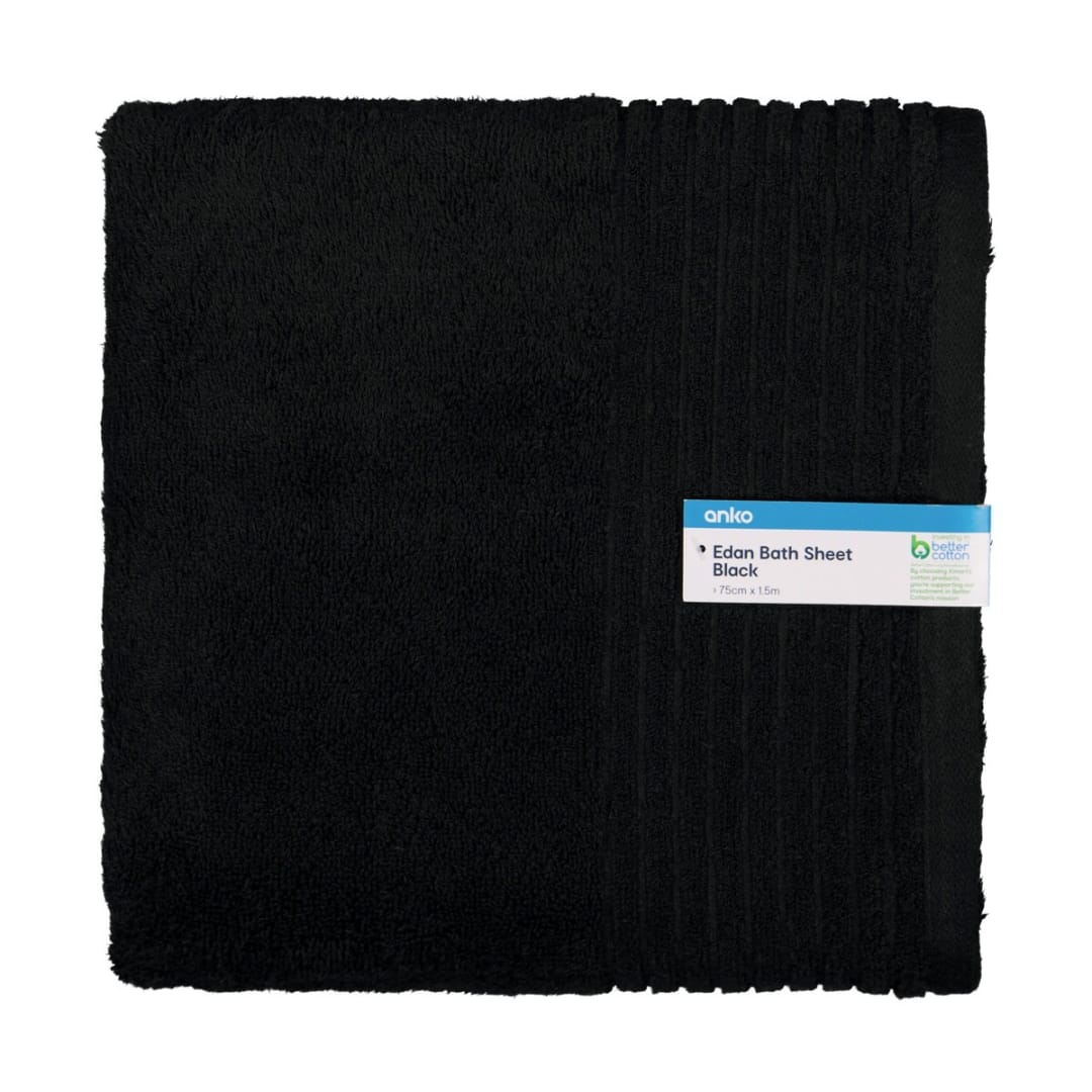 Edan Cotton Bath Sheet - Black - Kmart
