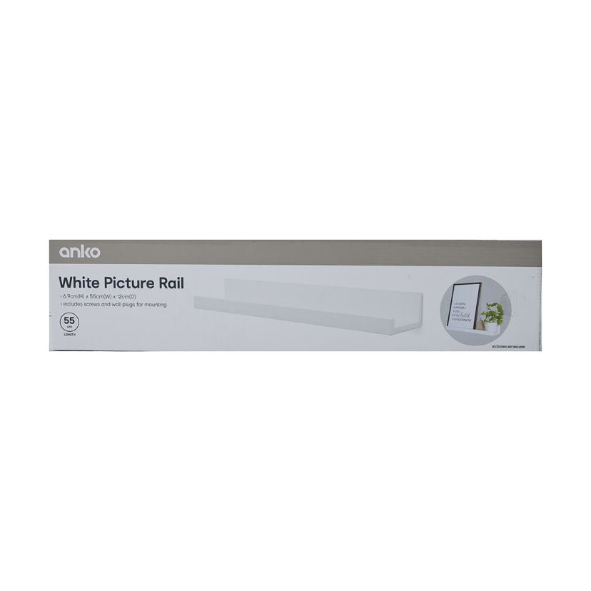 55cm White Picture Rail Kmart