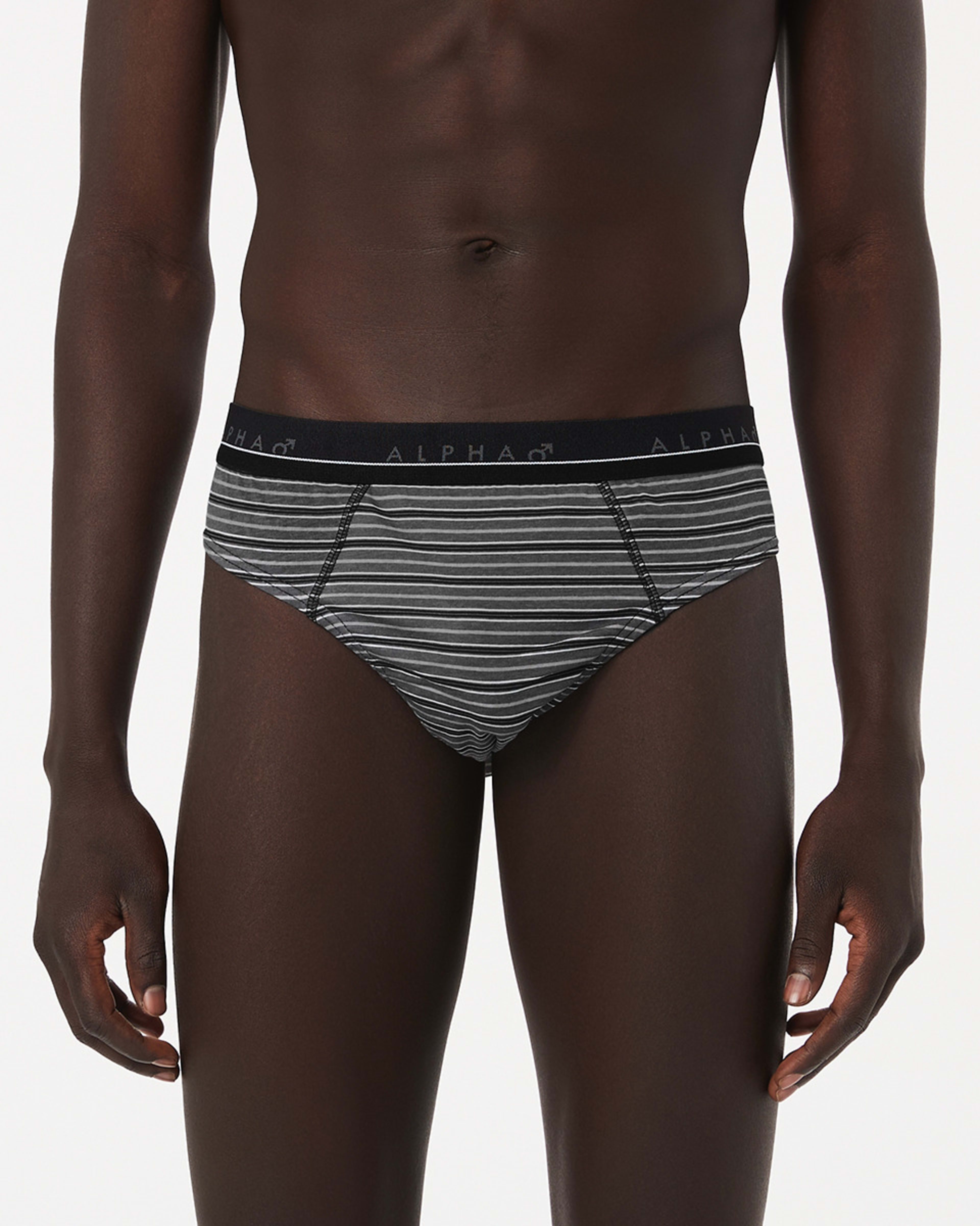 6 5 Pack Alpha Attached Elastic Hipster Briefs Blkgrystrp, 6 of 10