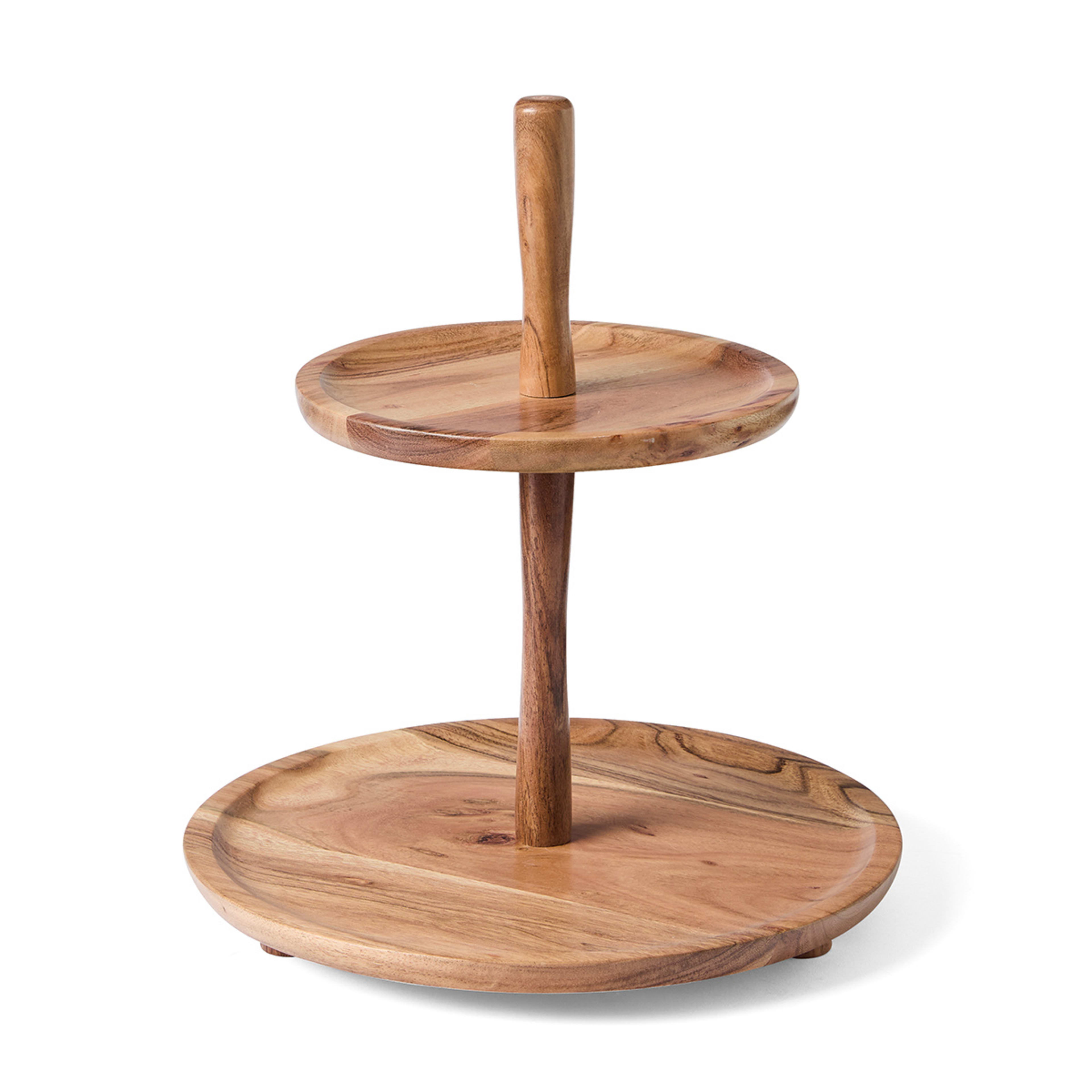 2 2 Tier Acacia Cake Stand - Brown, 2 of 8