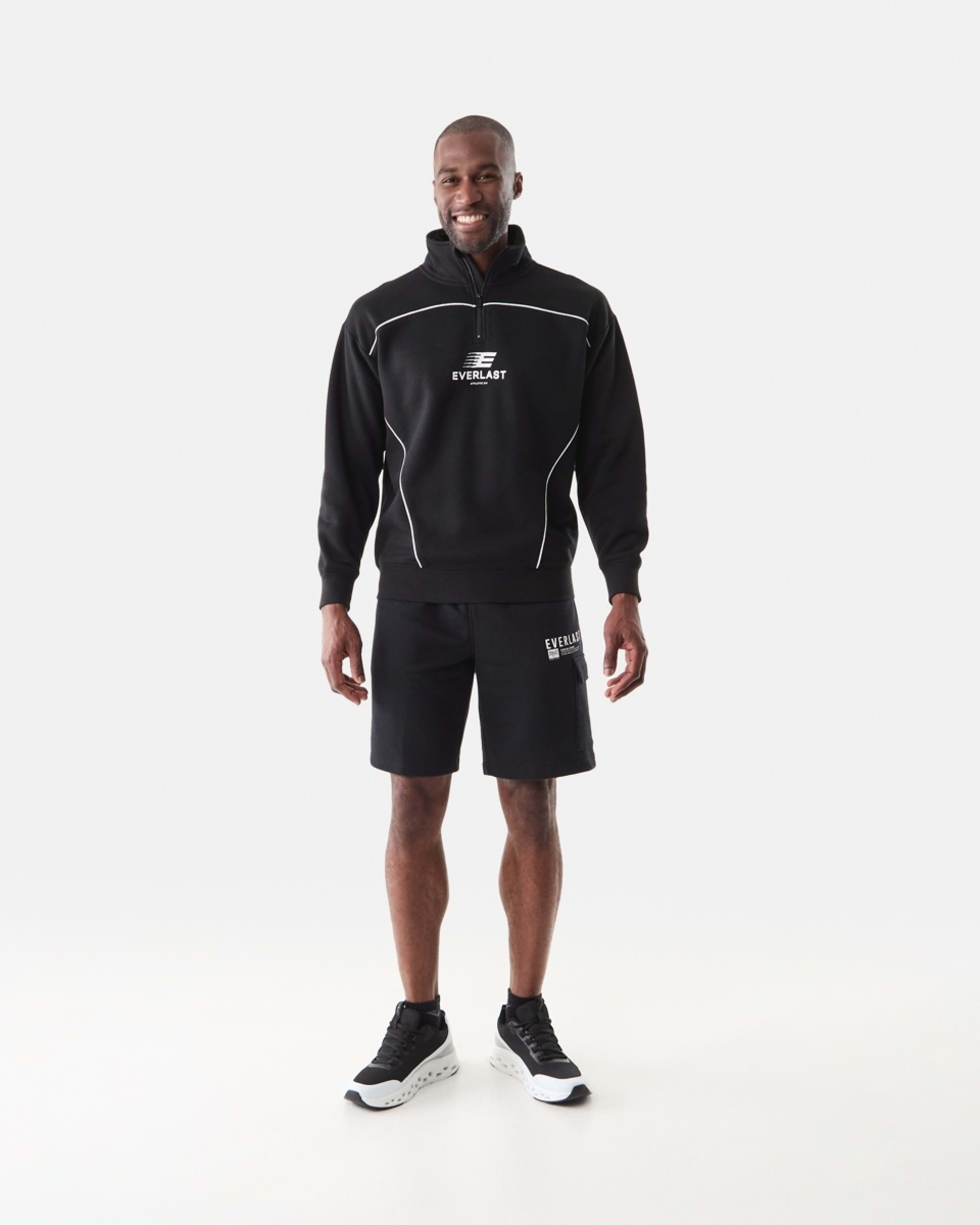 6 Everlast Mens 1/4 Zip Sweatshirt EVER BLACK, 6 of 6